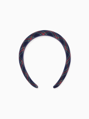 Navy Tartan Wide Girl Headband