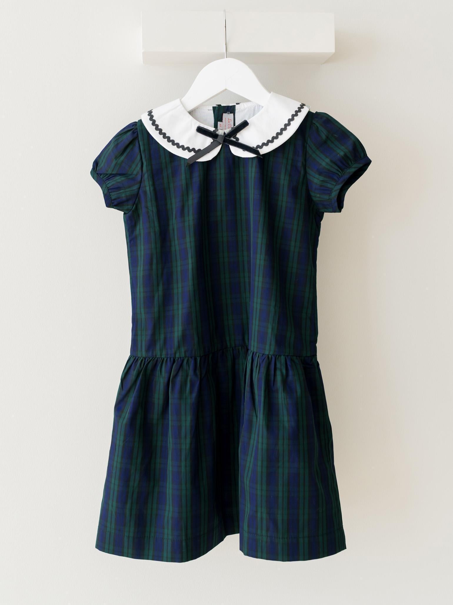 Navy Check Xana Girl Drop Waist Dress