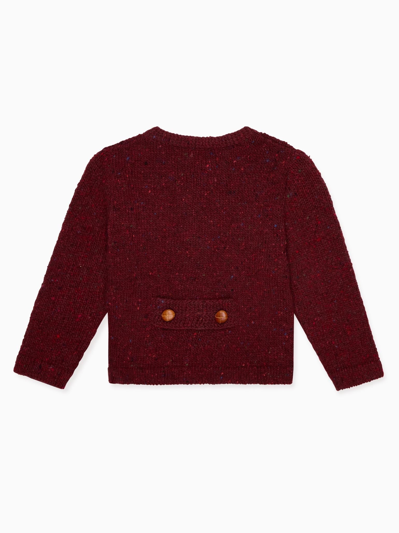 Burgundy Zas Merino Baby Cardigan