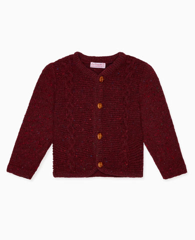 Burgundy Zas Merino Baby Cardigan