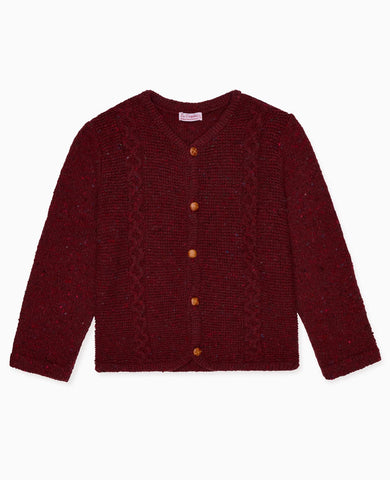 Burgundy Zas Merino Boy Cardigan