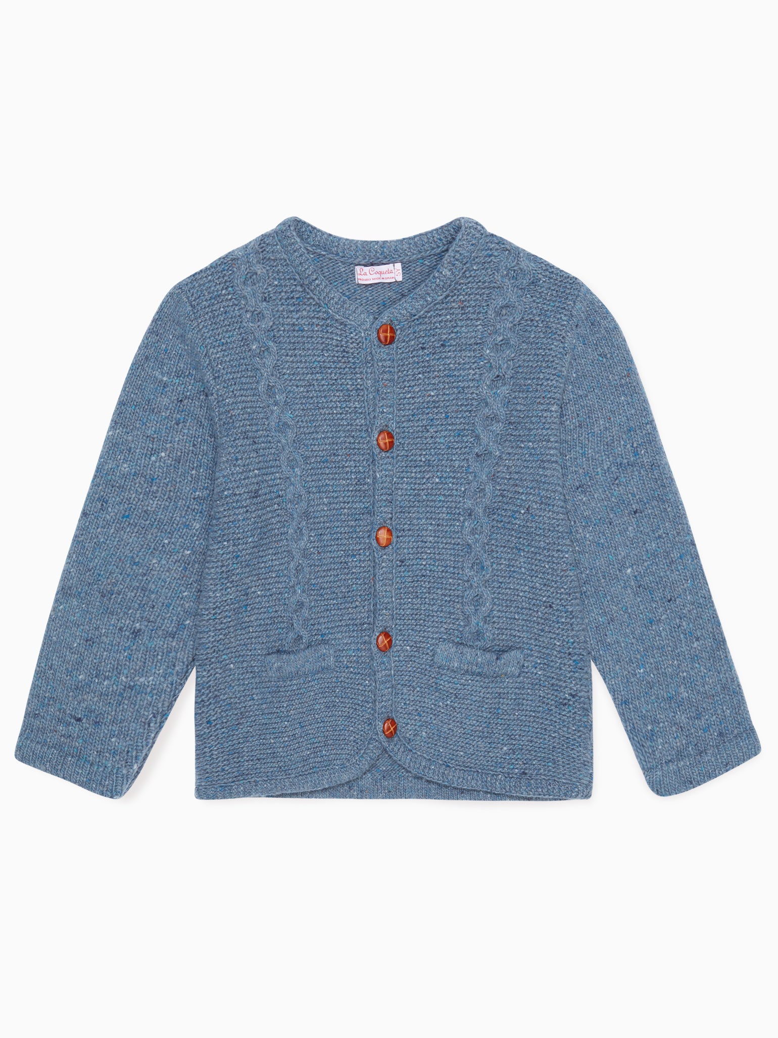 Dusty Blue Zas Merino Boy Cardigan La Coqueta Kids