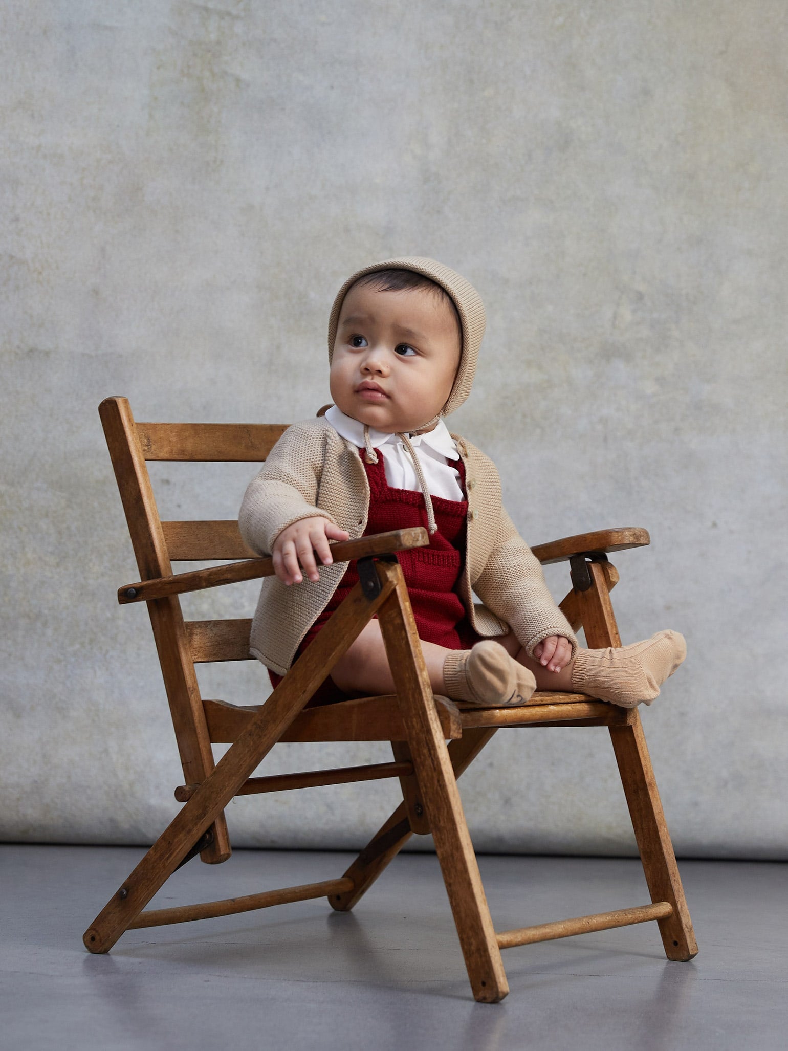 Burgundy Zavier Merino Baby Overalls