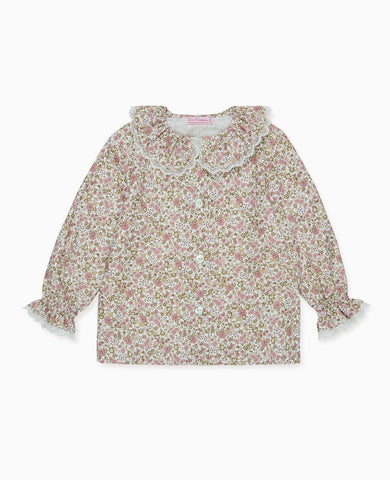 Pink Floral Lila Long Sleeve Baby Girl Shirt