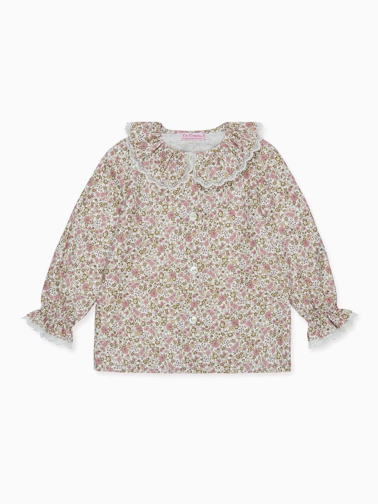 Pink Floral Lila Long Sleeve Baby Girl Shirt