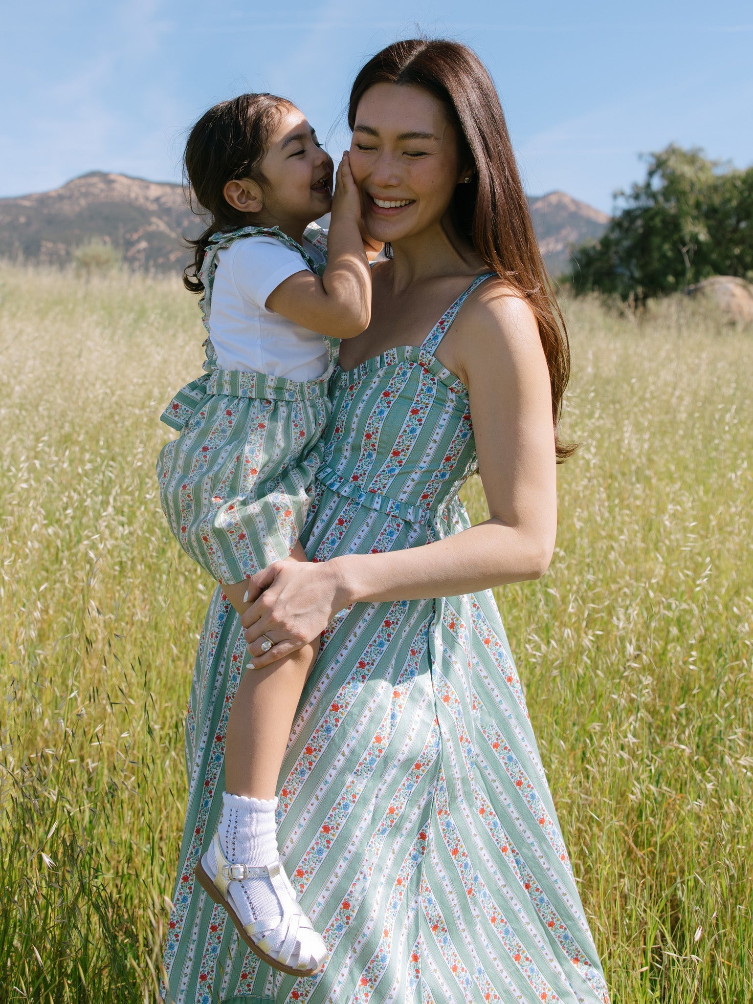 Sage Floral Stripe Toledo Woman Midi Dress