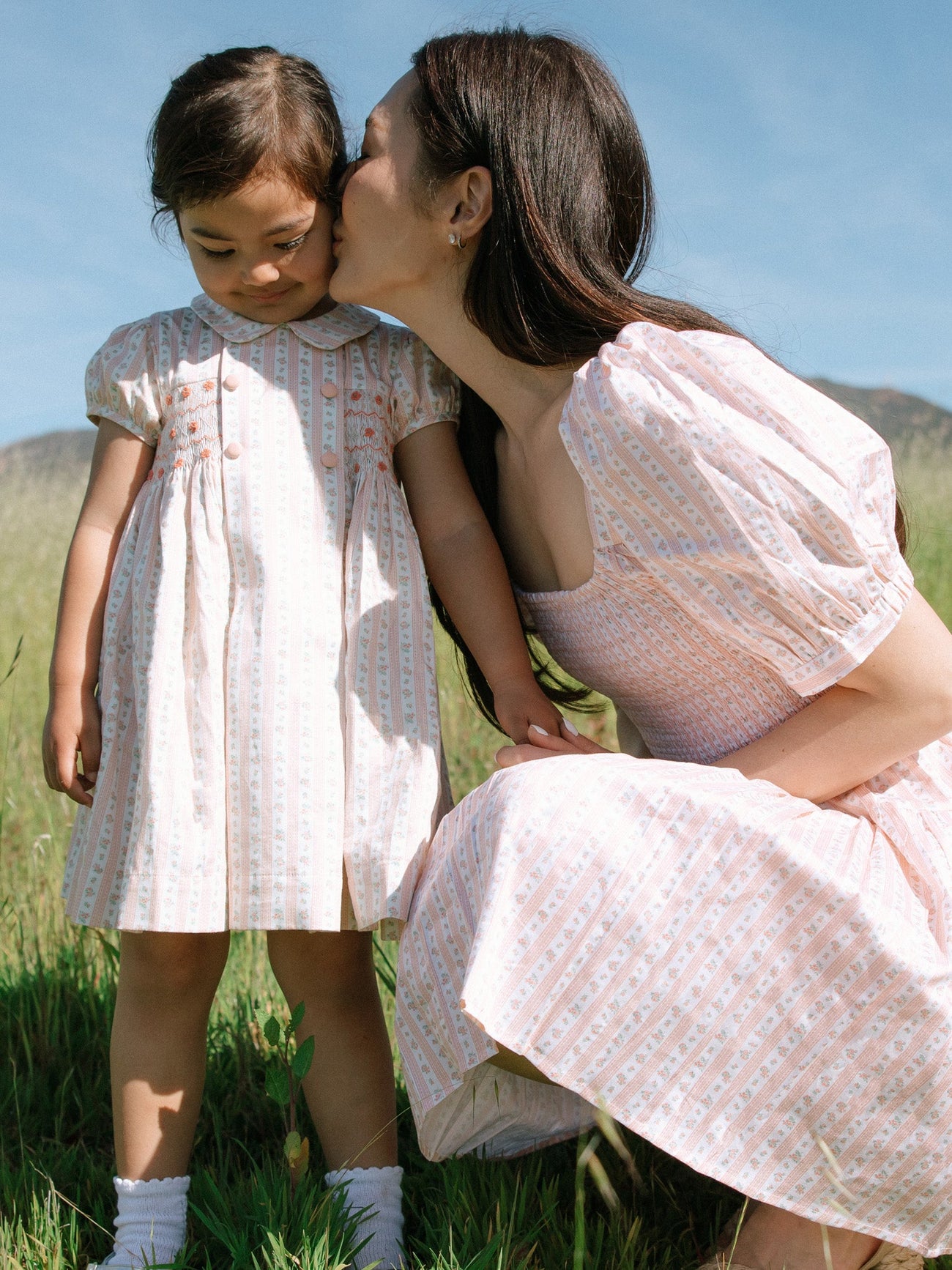 Pink Floral Stripe Sevilla Women Knee Length Dress