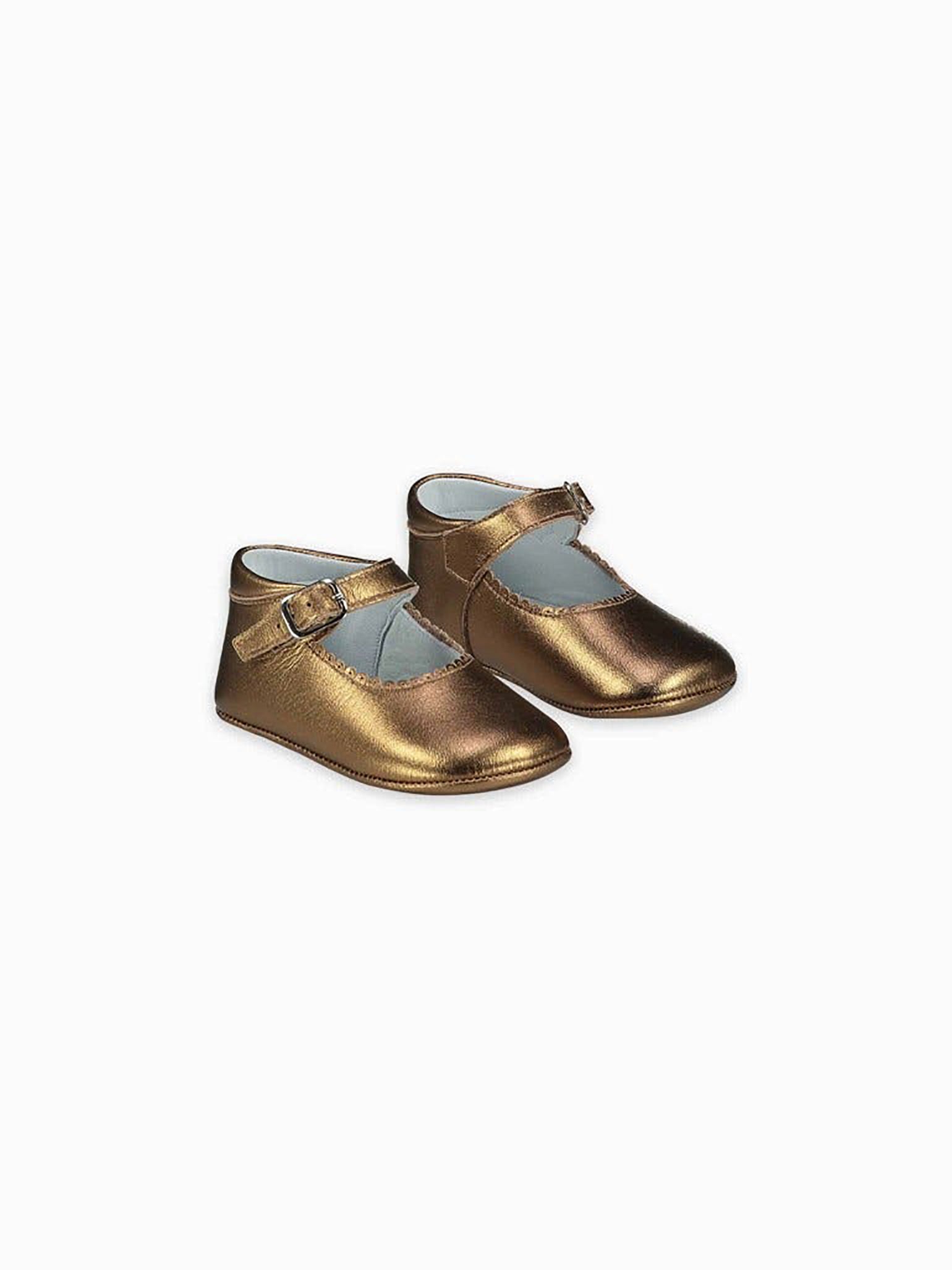 Bronze Leather Baby Mary Jane Shoes