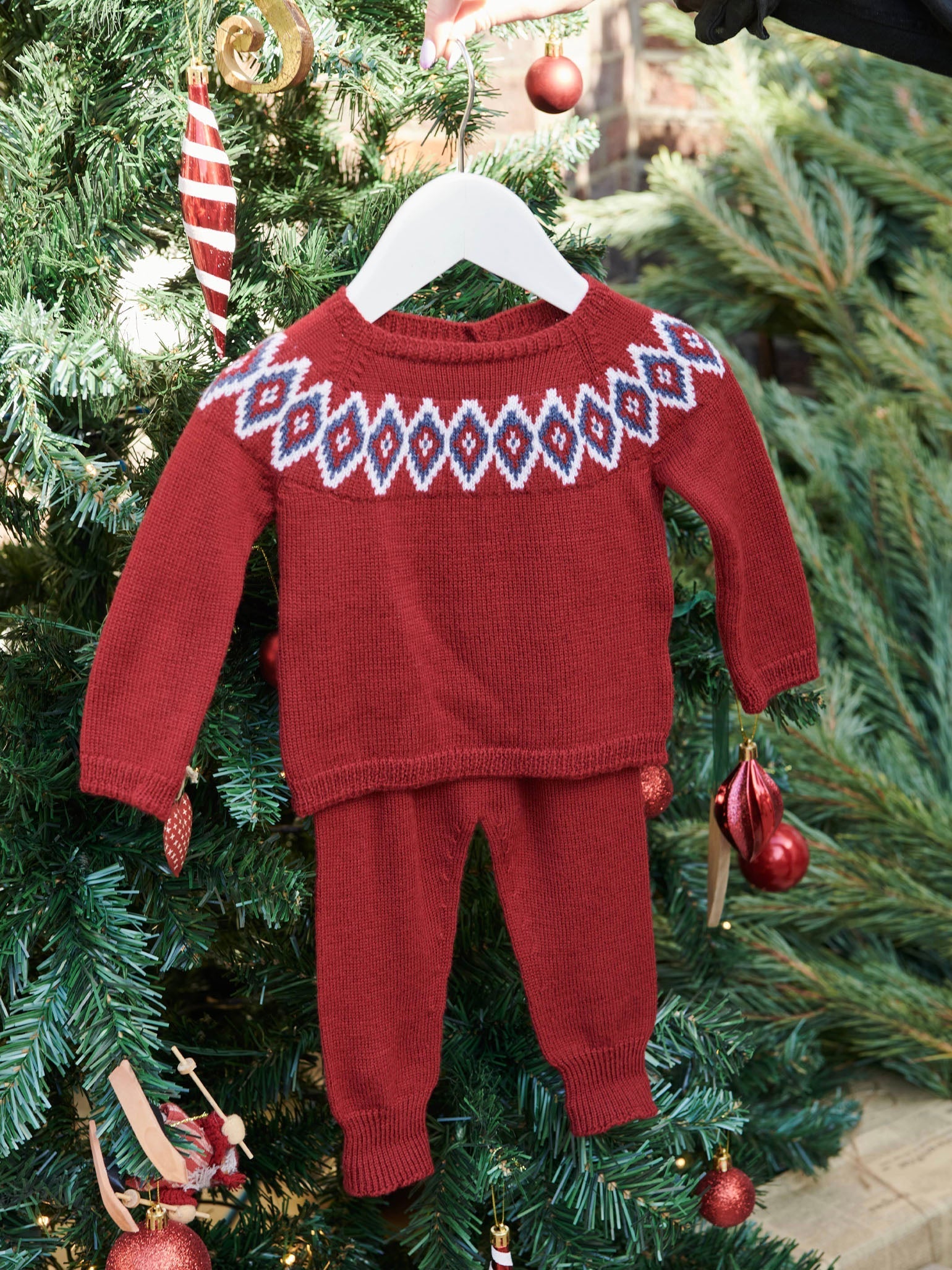 Burgundy Bruno Fairisle Merino Baby Set