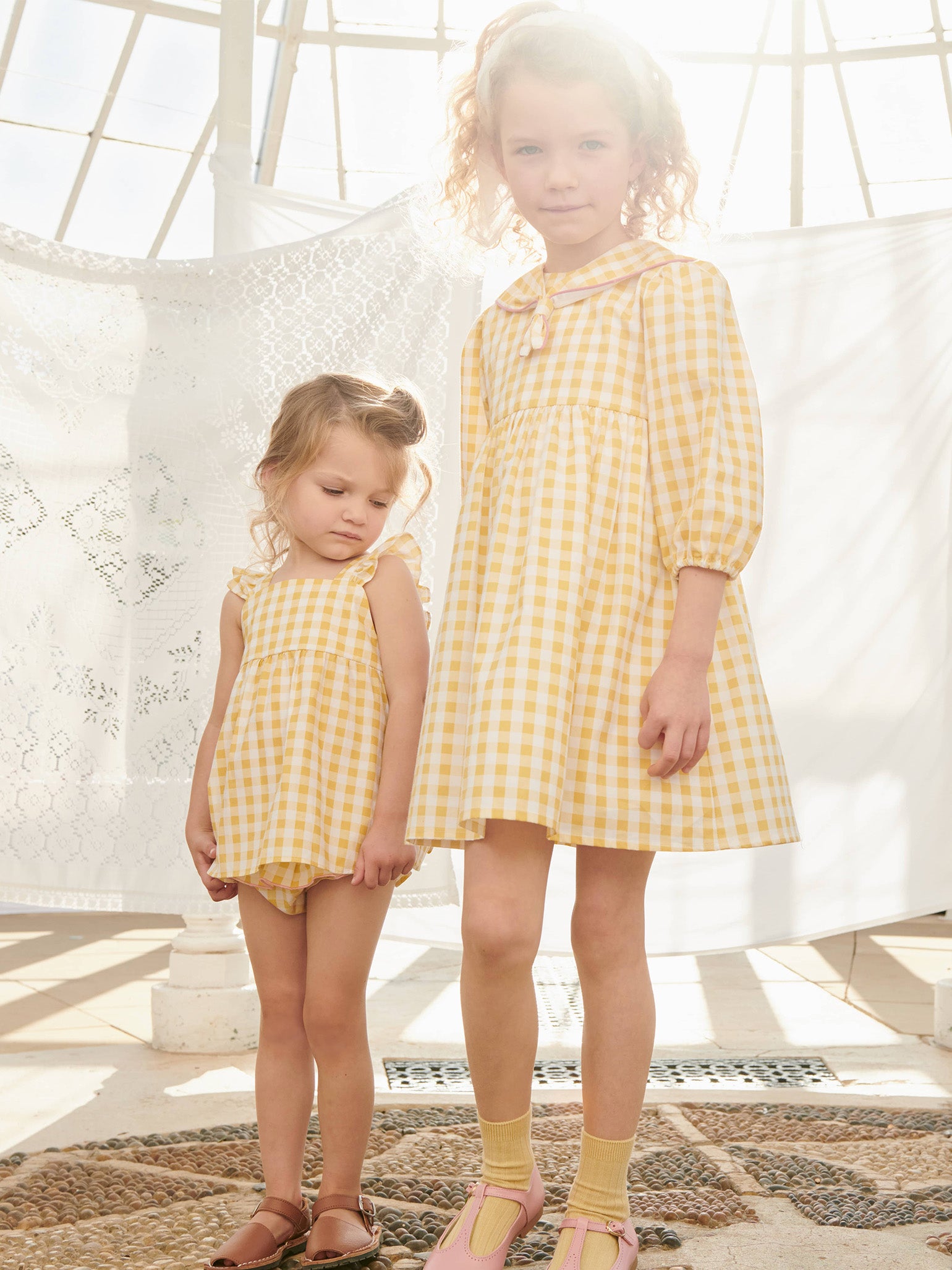 Yellow Gingham Amelia Girl Dress