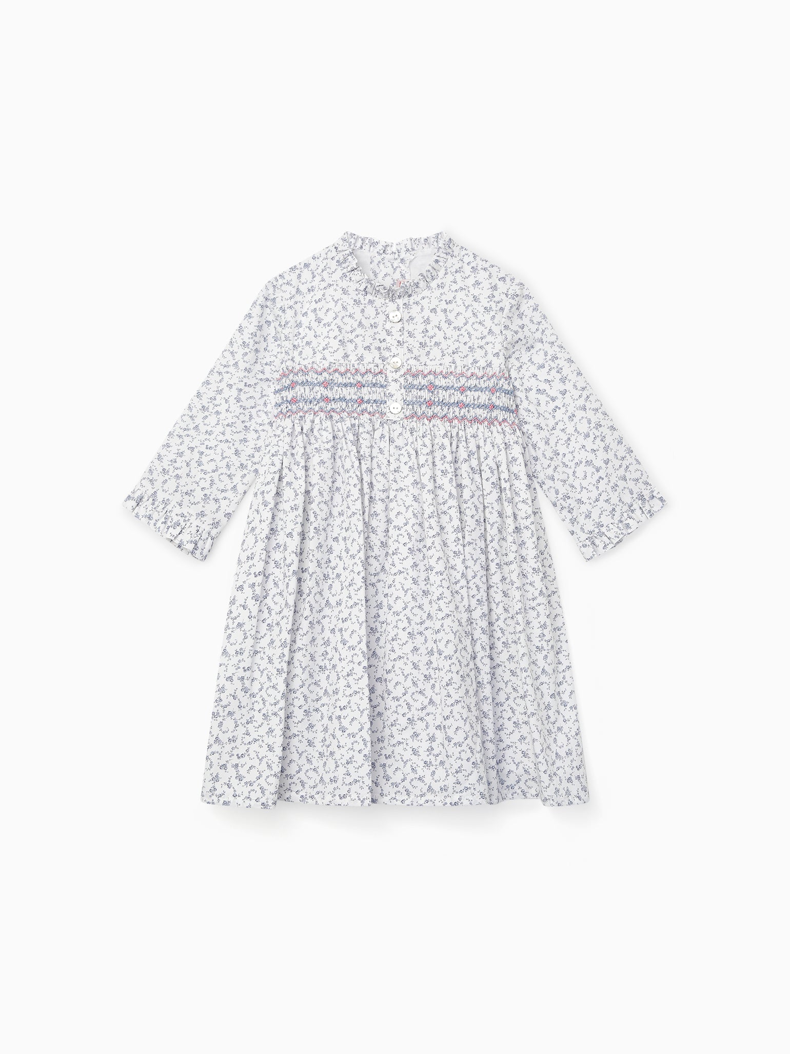 Blue Floral Azulina Girl Smock Dress