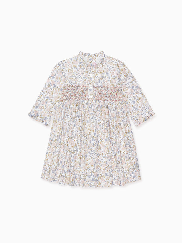 Pink Floral Azulina Girl Smock Dress