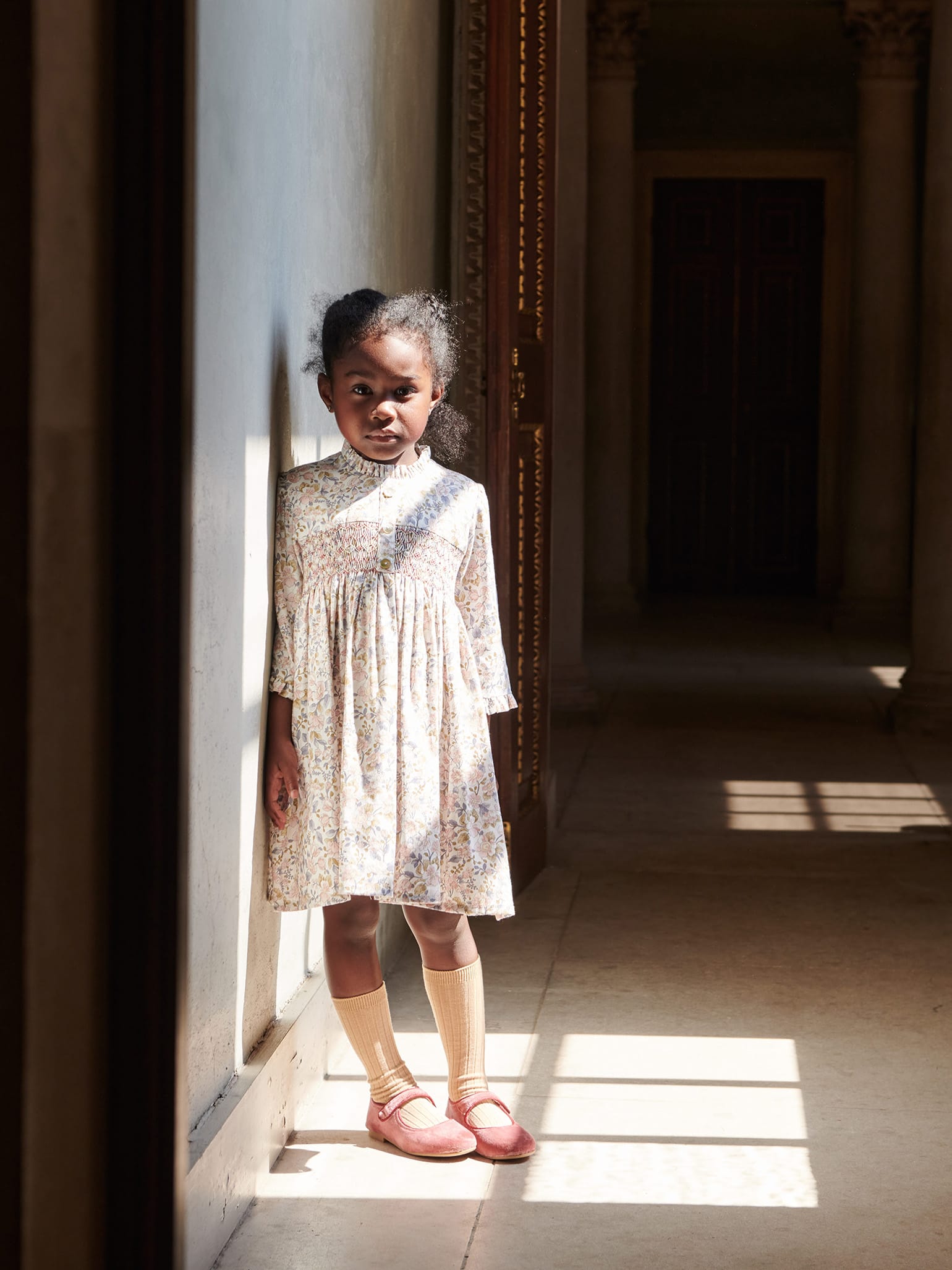 Pink Floral Azulina Girl Smock Dress