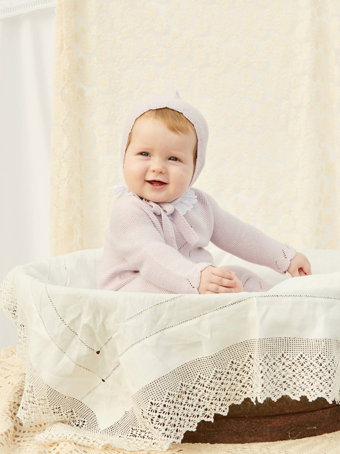 Mauve Alma Cotton Baby Bonnet