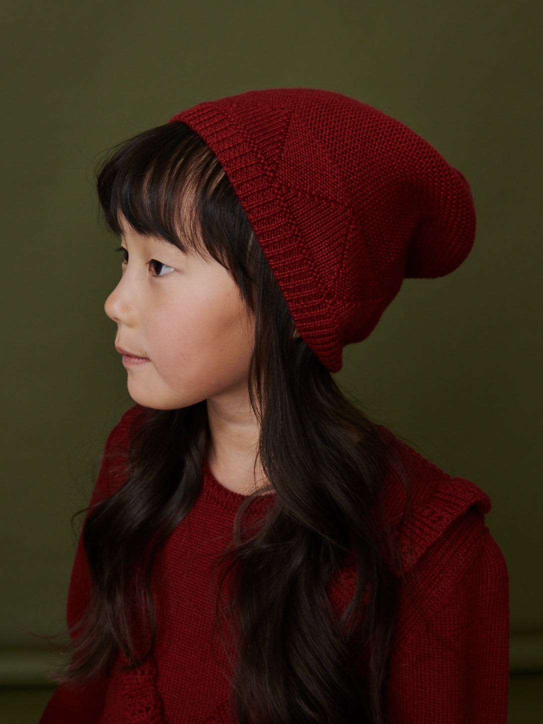 Burgundy Merino Kids Bobble Hat