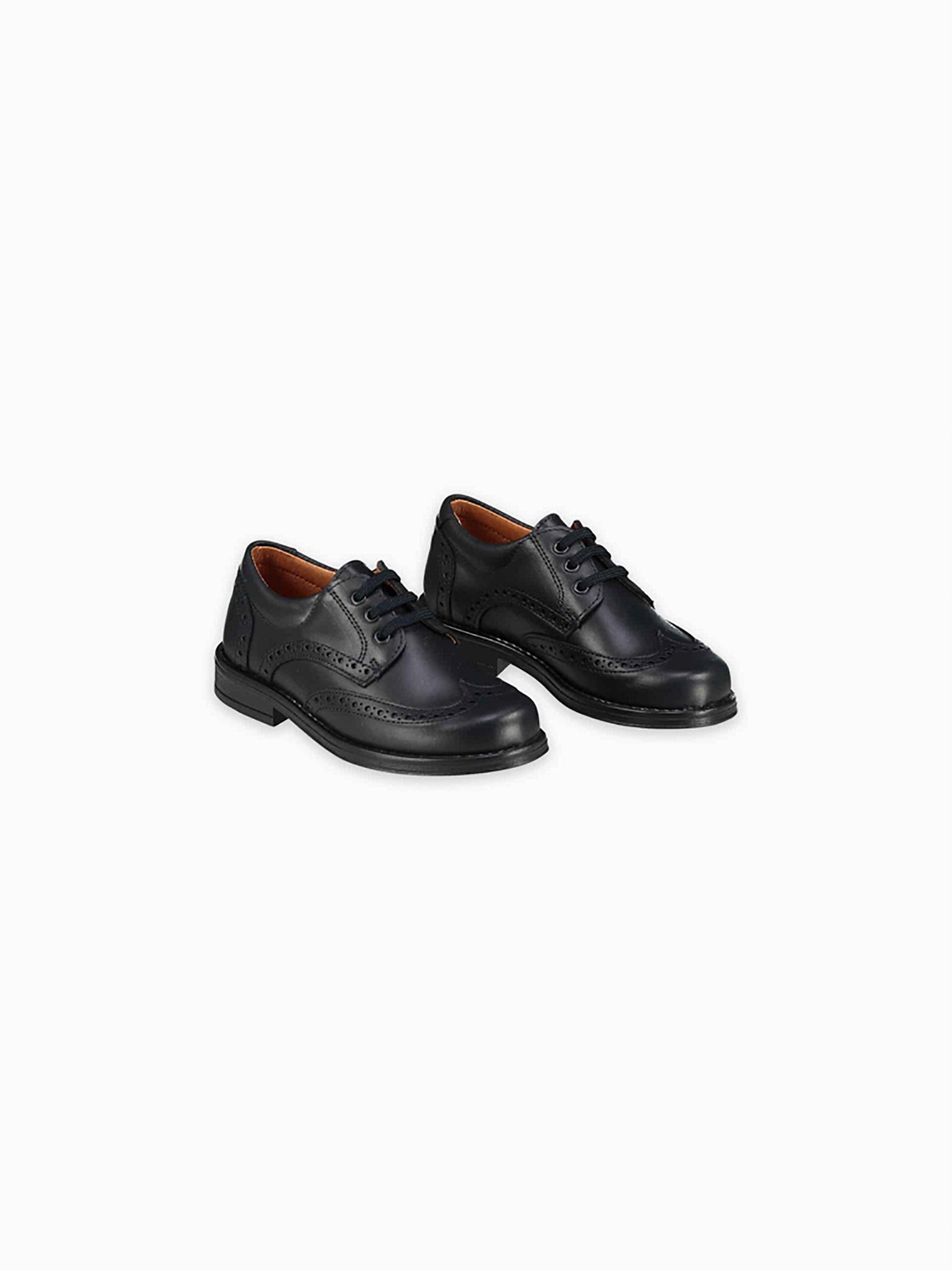 Black Leather Lace Up School Shoes
