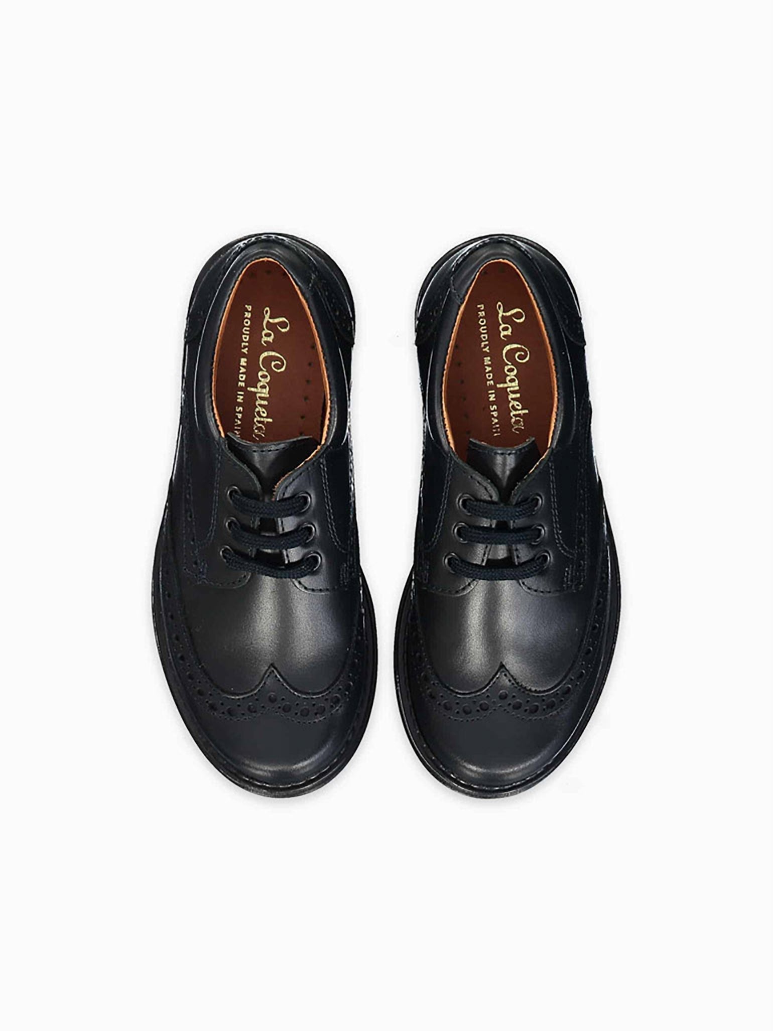 Black Leather Lace Up School Shoes – La Coqueta Kids