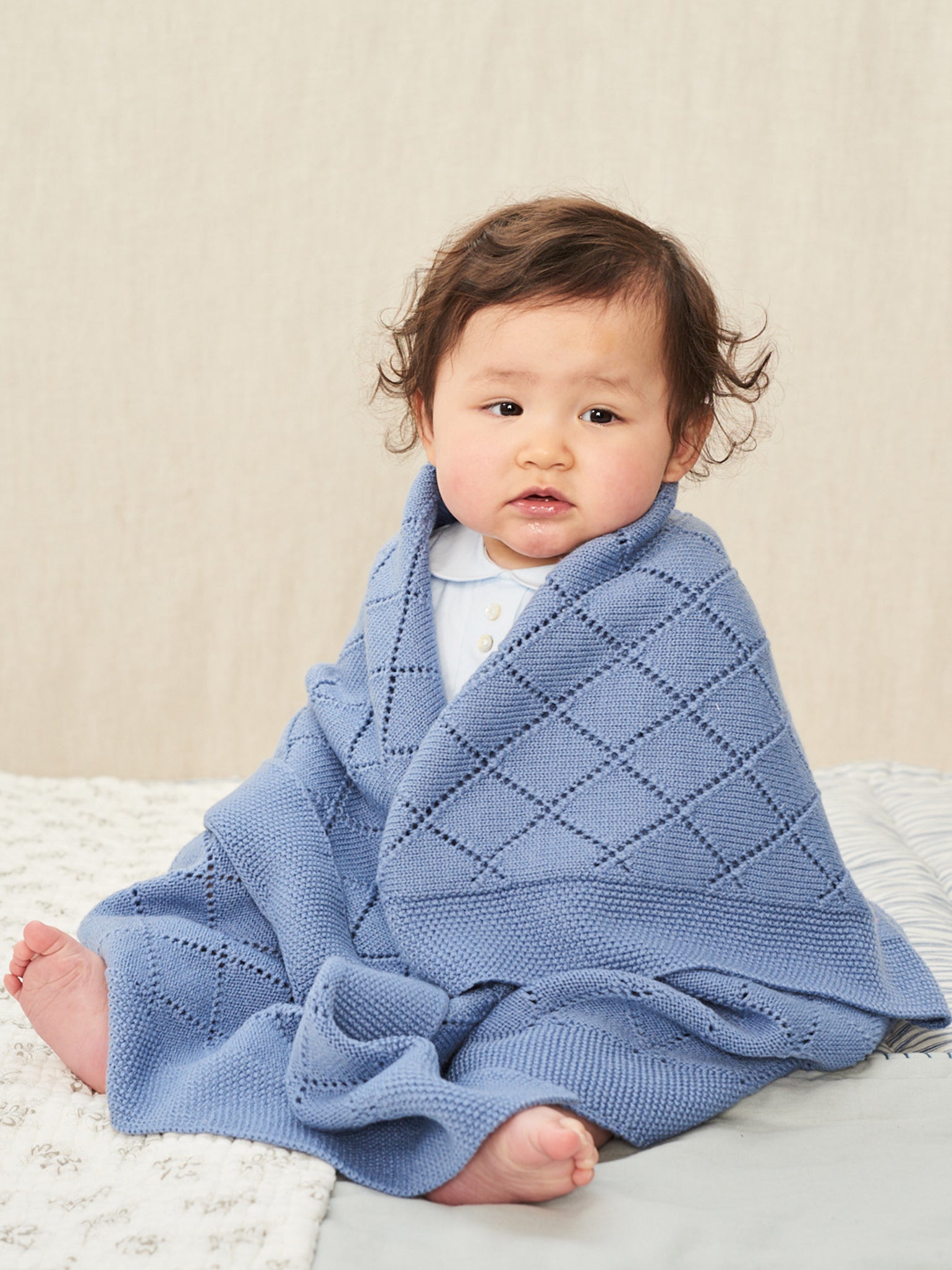 Blue Classic Merino Baby Blanket