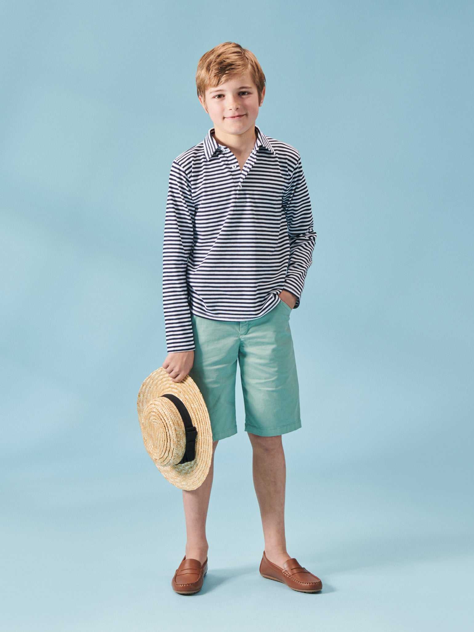 Blue Stripe Vola Boy Polo Shirt