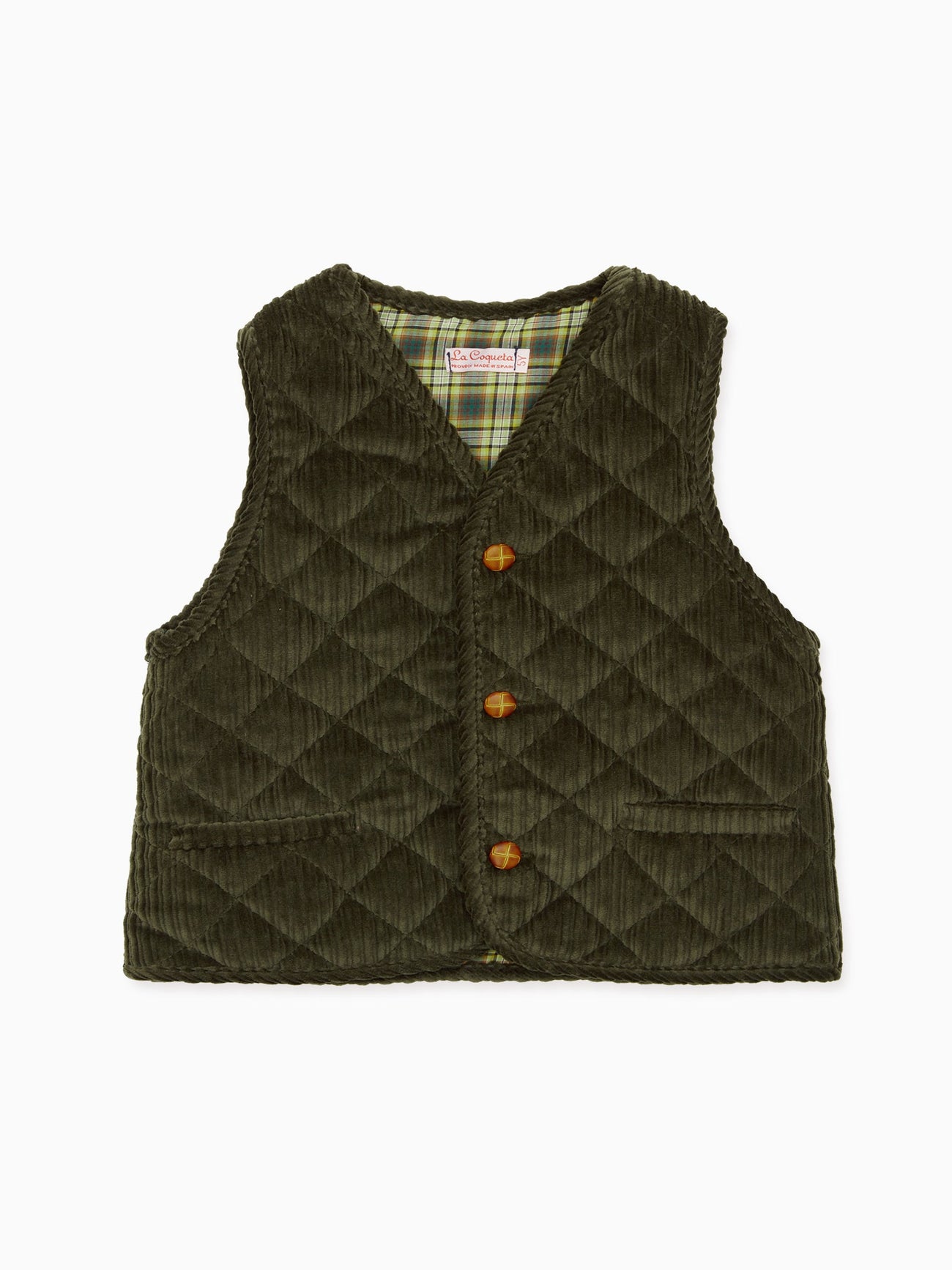 Dark Green Caza Sleeveless Kids Jacket