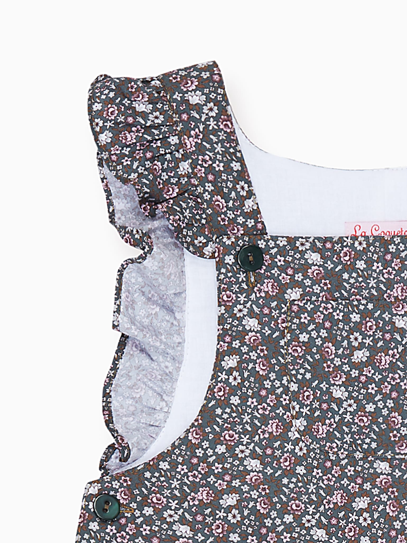 Green Floral Delphina Baby Girl Dungarees