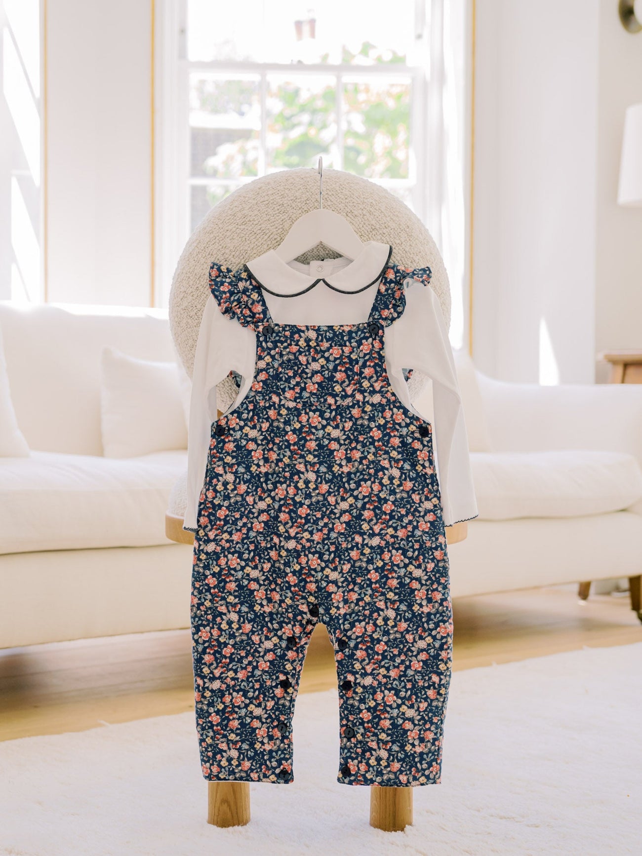 Blue Floral Delphina Baby Long Overalls