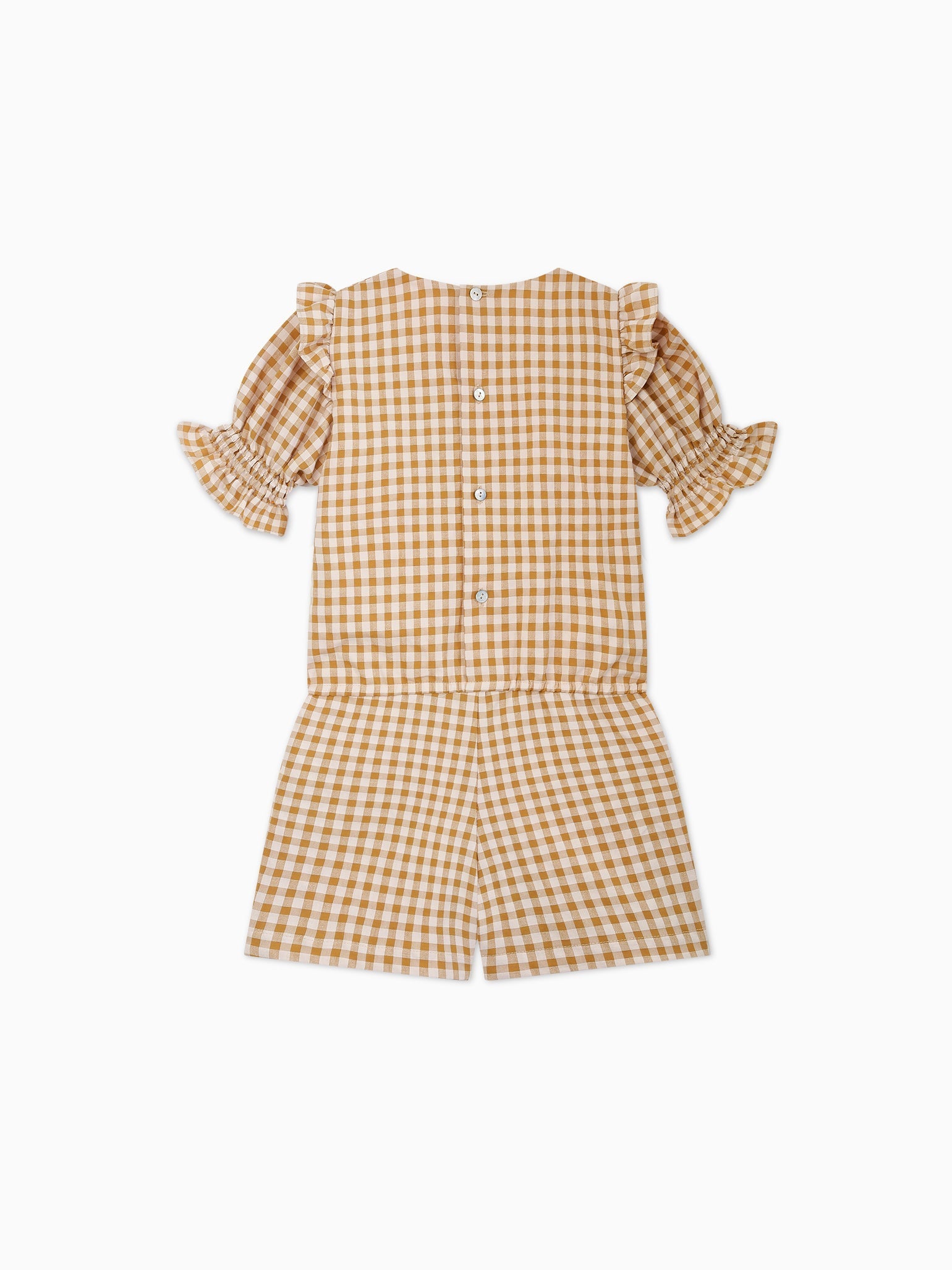 Caramel Gingham Delphine Girl Jumpsuit