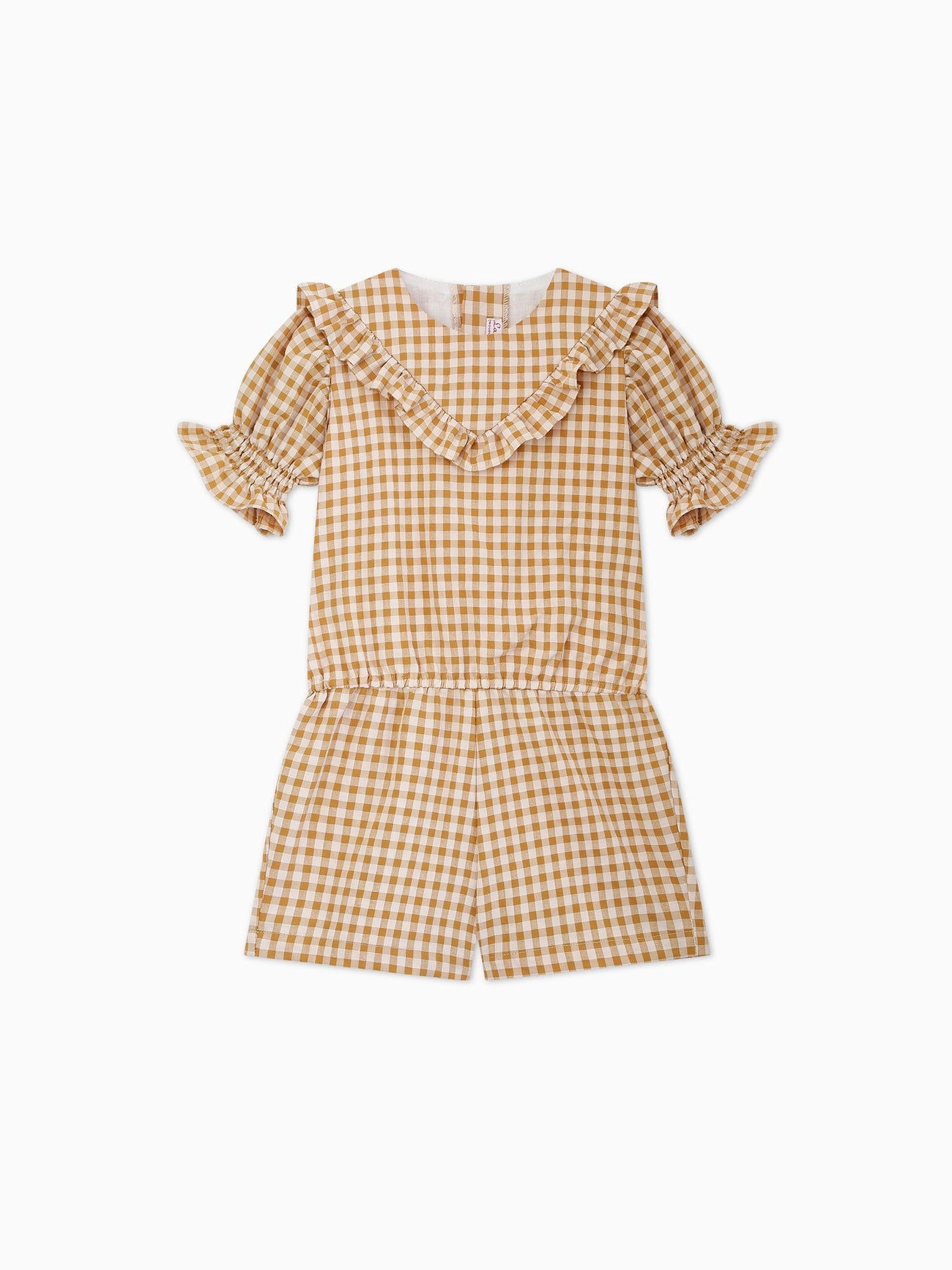 Caramel Gingham Delphine Girl Jumpsuit