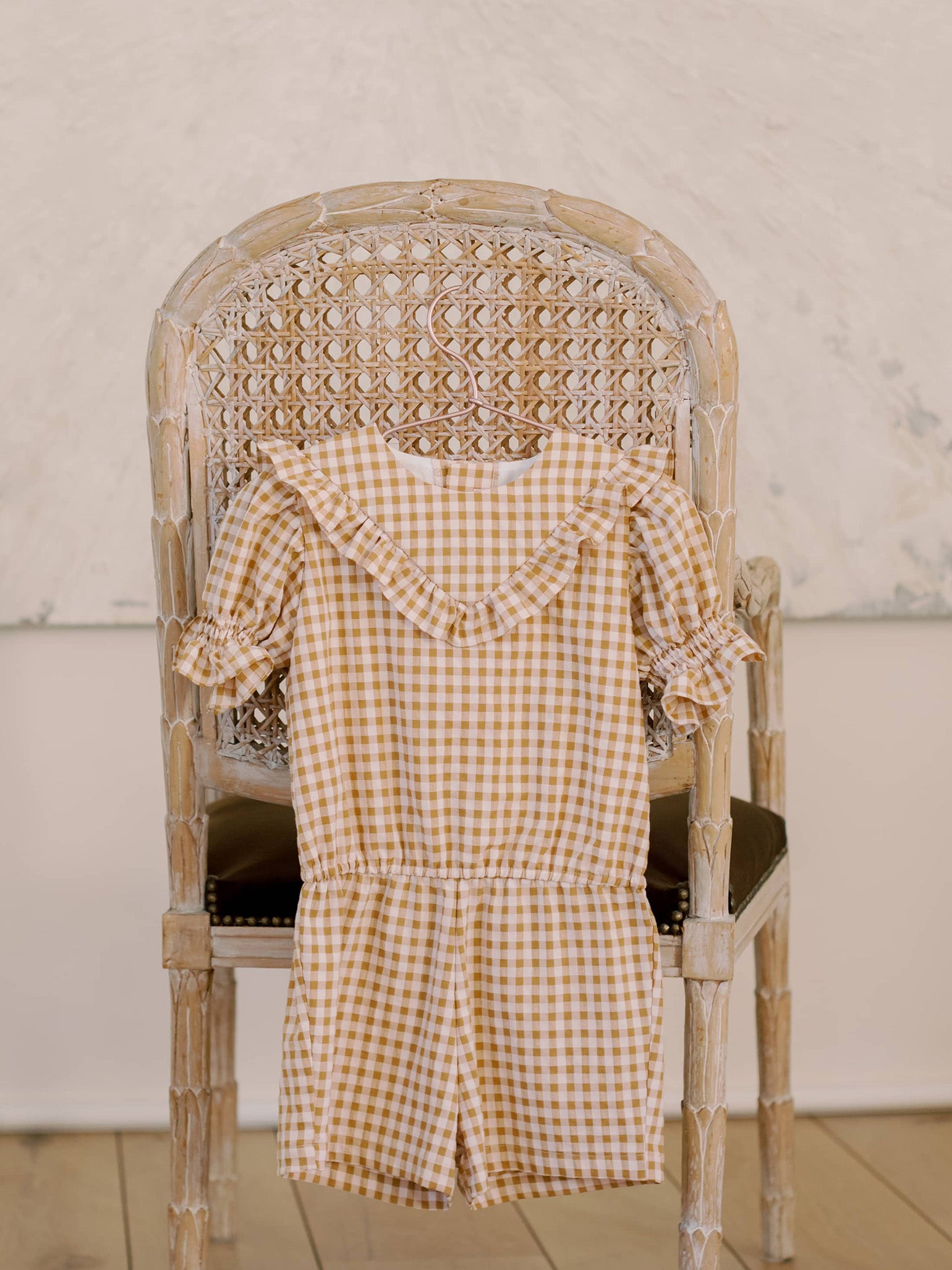 Caramel Gingham Delphine Girl Jumpsuit