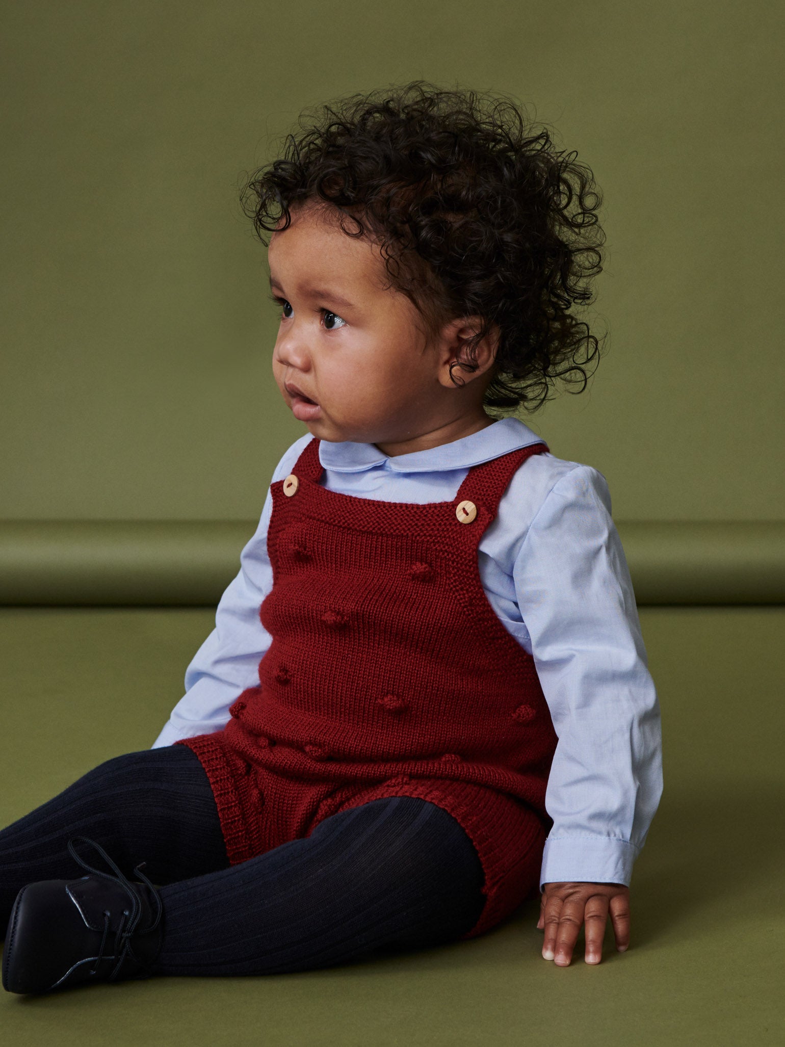 Burgundy Dima Merino Baby Overalls