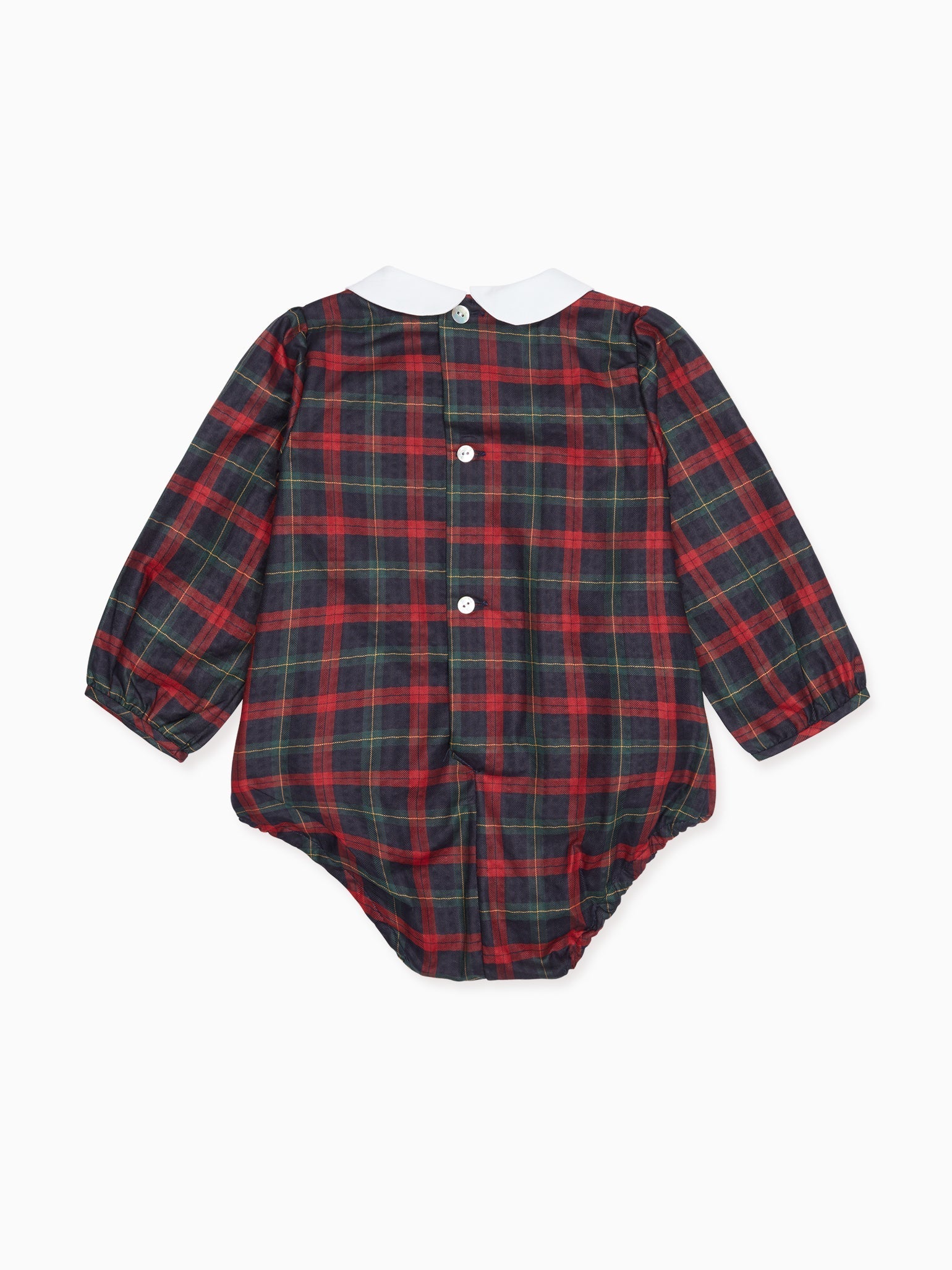 Navy Tartan Dolores Baby Smock Romper Suit