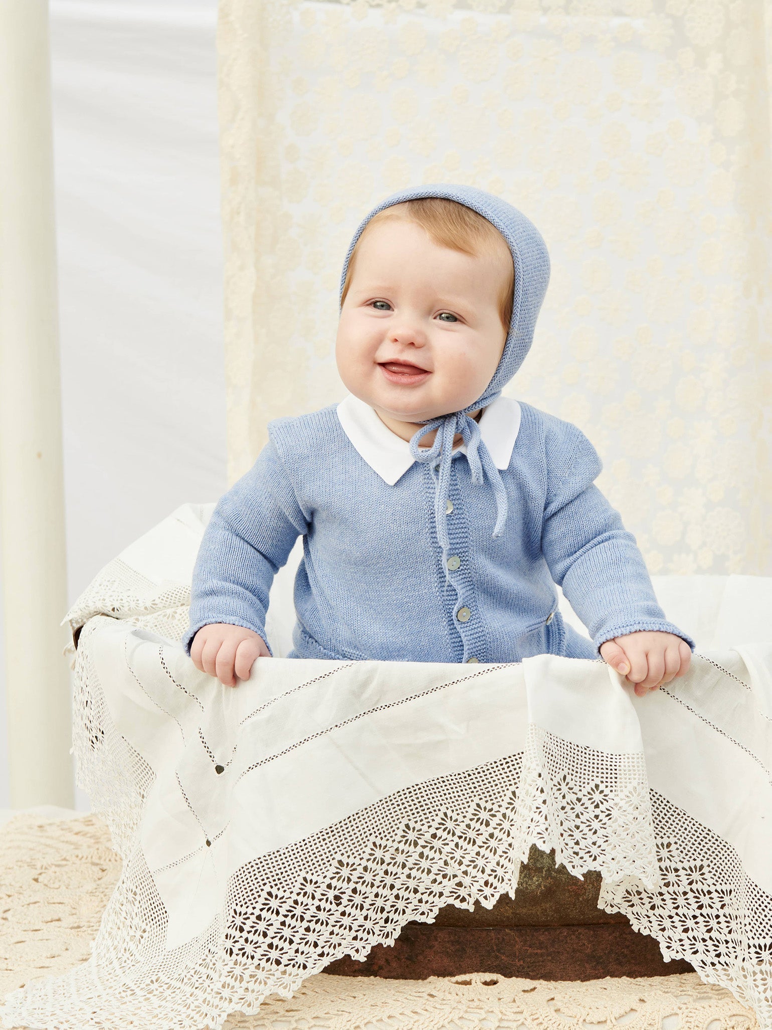 Blue Rixo Cotton Baby Bonnet