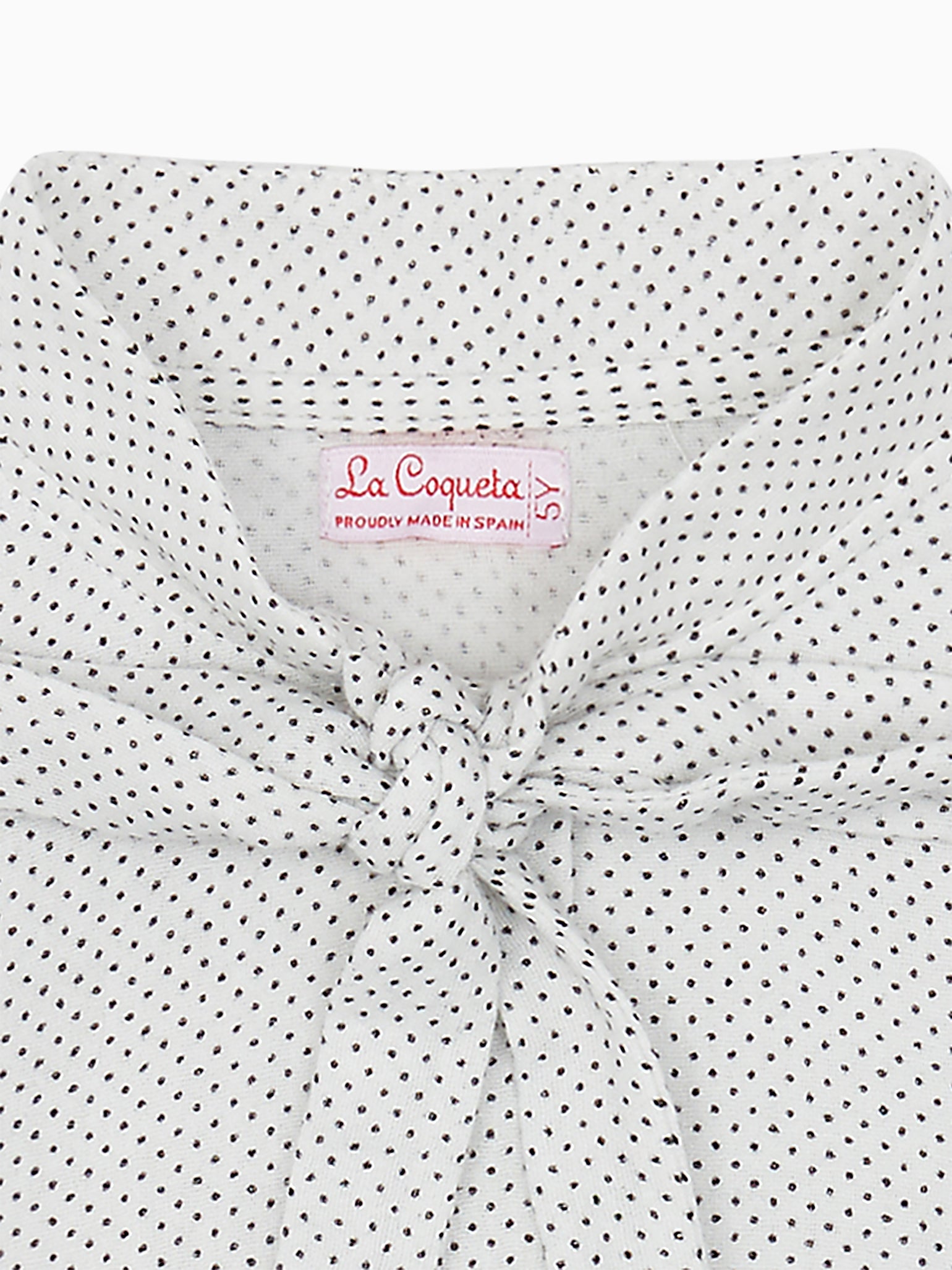 Ivory Polka Dot Estela Long Sleeve Girl Shirt