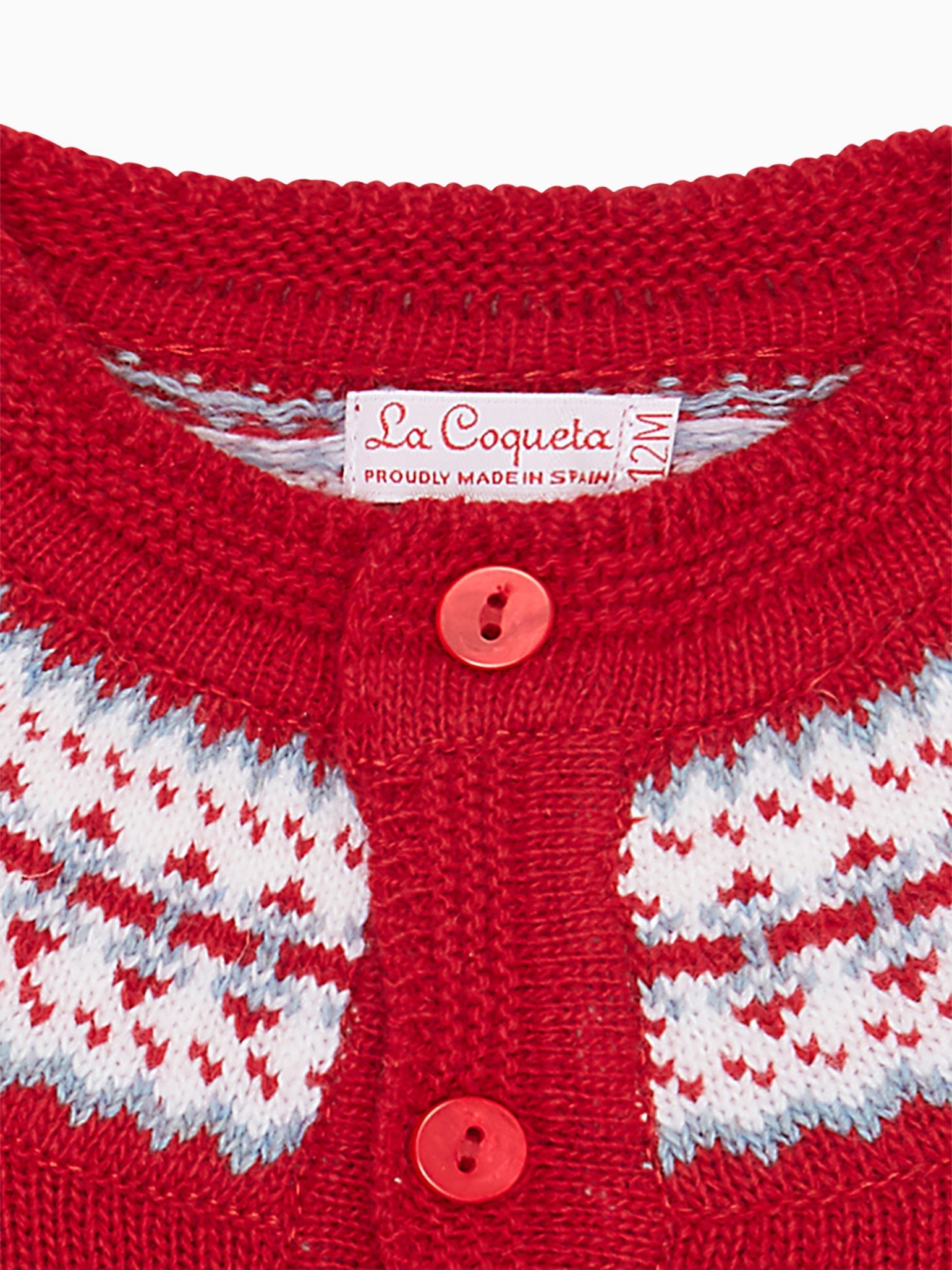 Red Fairisle Baby Cardigan