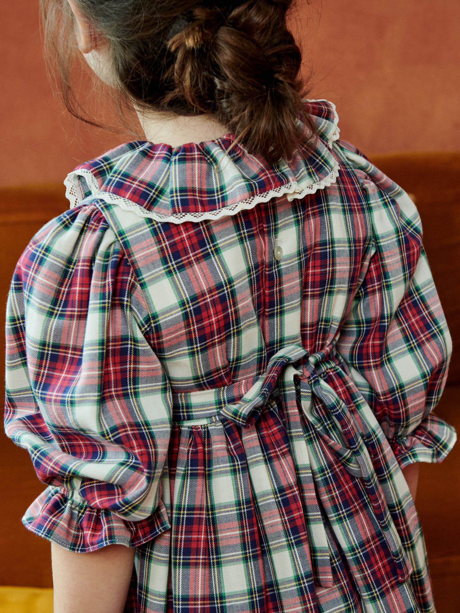 Ivory Tartan Festa Girl Smock Dress