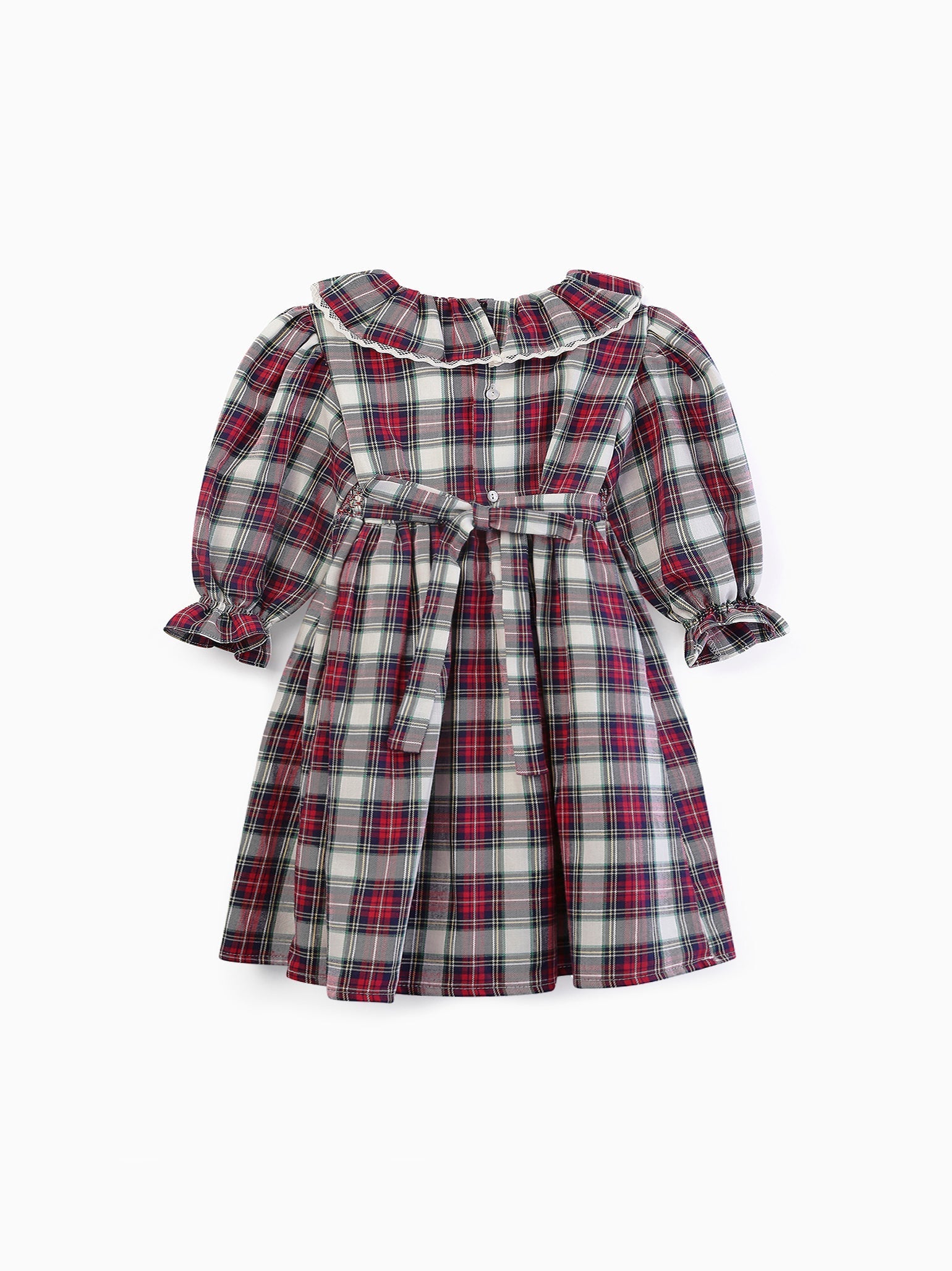 Ivory Tartan Festa Girl Smock Dress