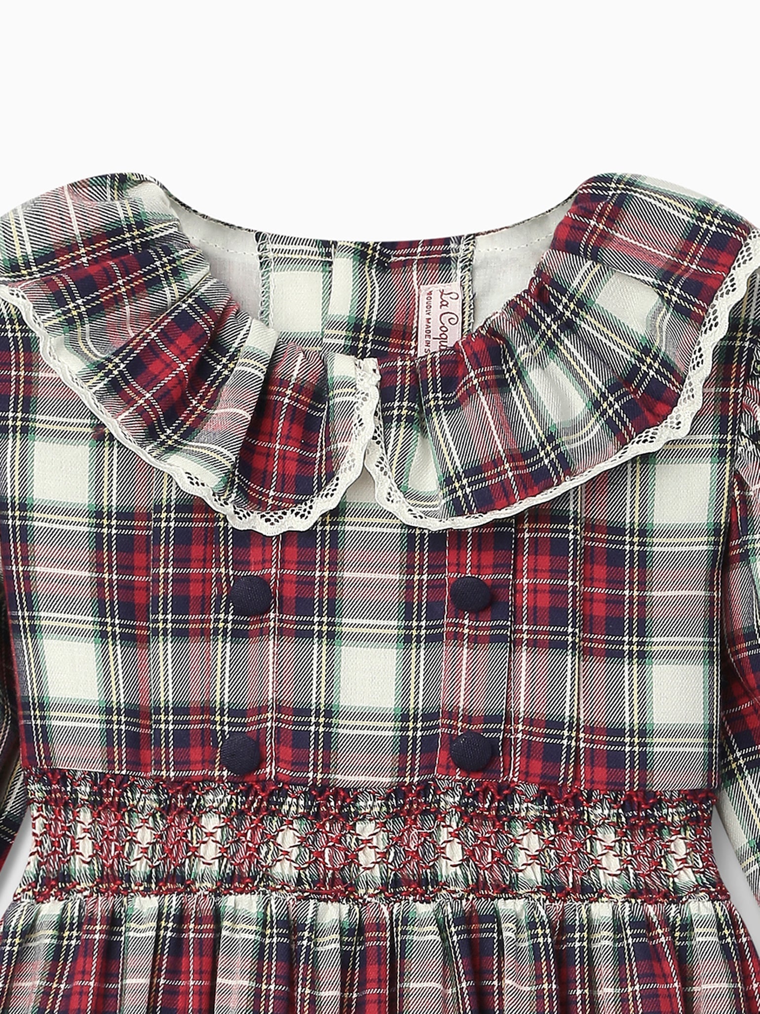 Ivory Tartan Festa Girl Smock Dress