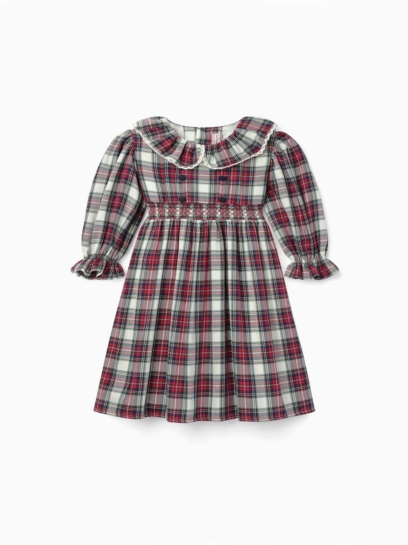 Ivory Tartan Festa Girl Smock Dress