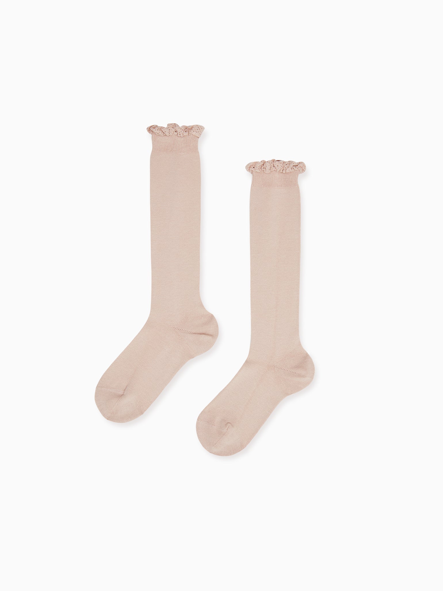 Pale Pink Frill Knee High Girl Socks