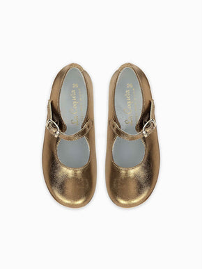 Bronze Leather Girl Mary Jane Shoes