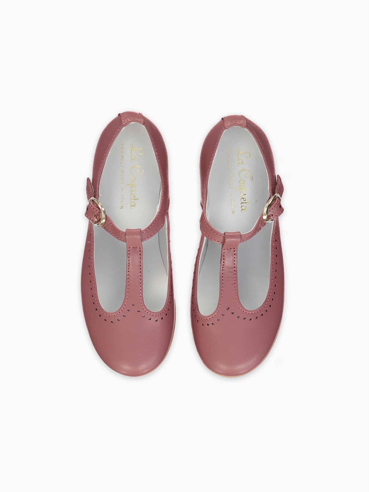 Dusty Pink Leather Girl T-Bar Shoes
