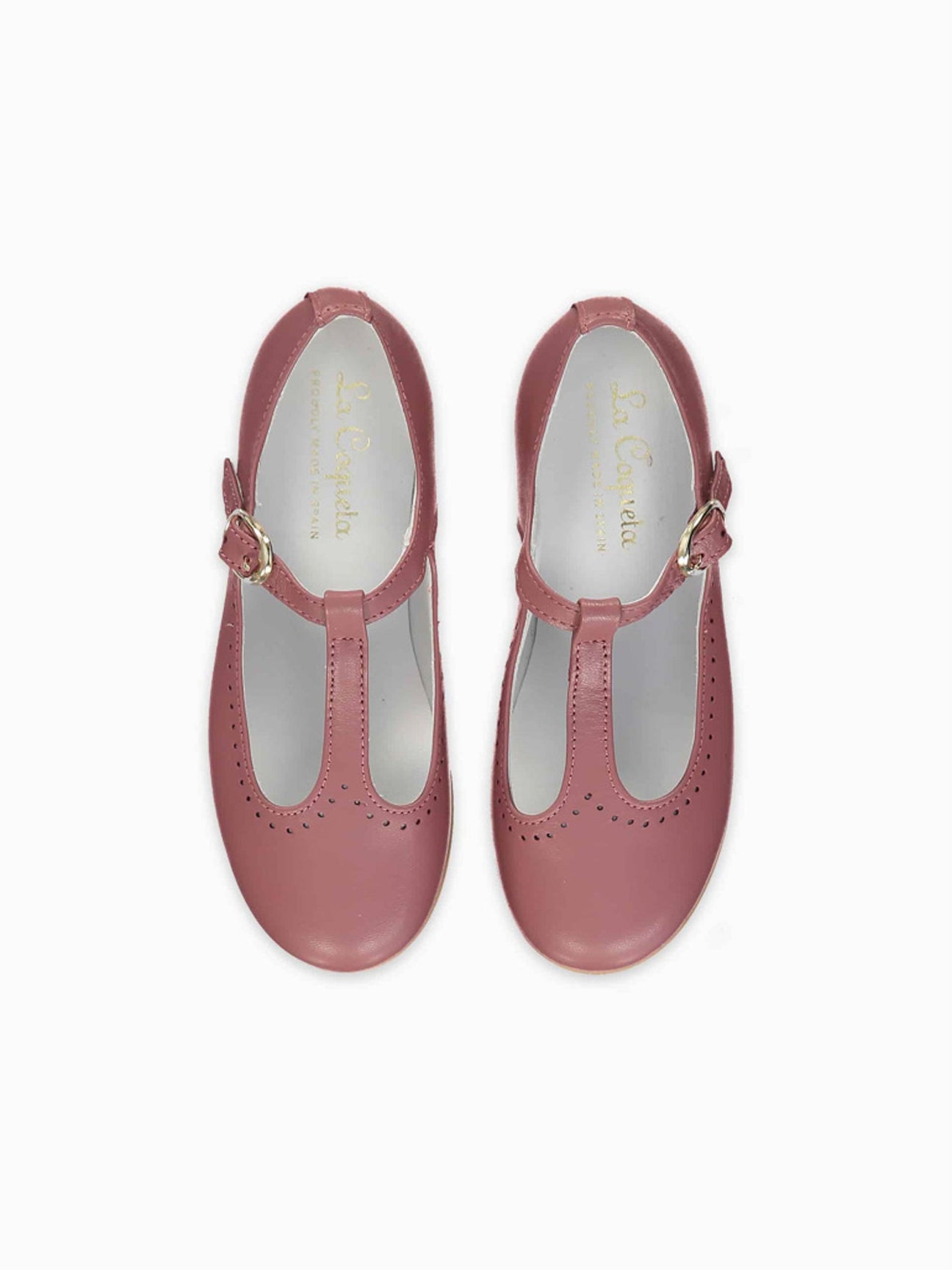 Dusty Pink Leather Girl T-Bar Shoes – La Coqueta Kids