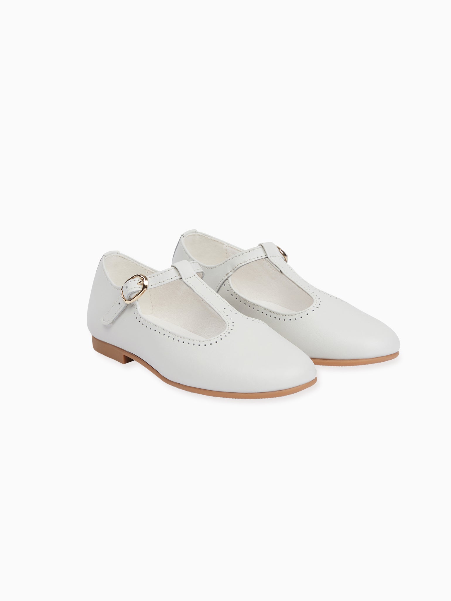 Ivory Leather Girl T-Bar Shoes