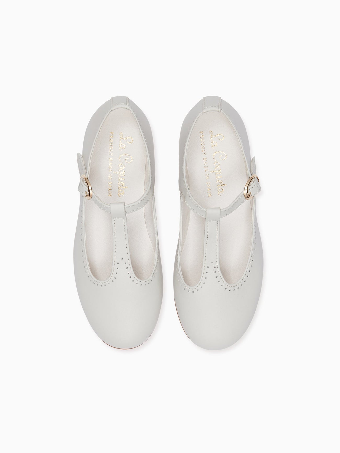 Ivory Leather Girl T-Bar Shoes