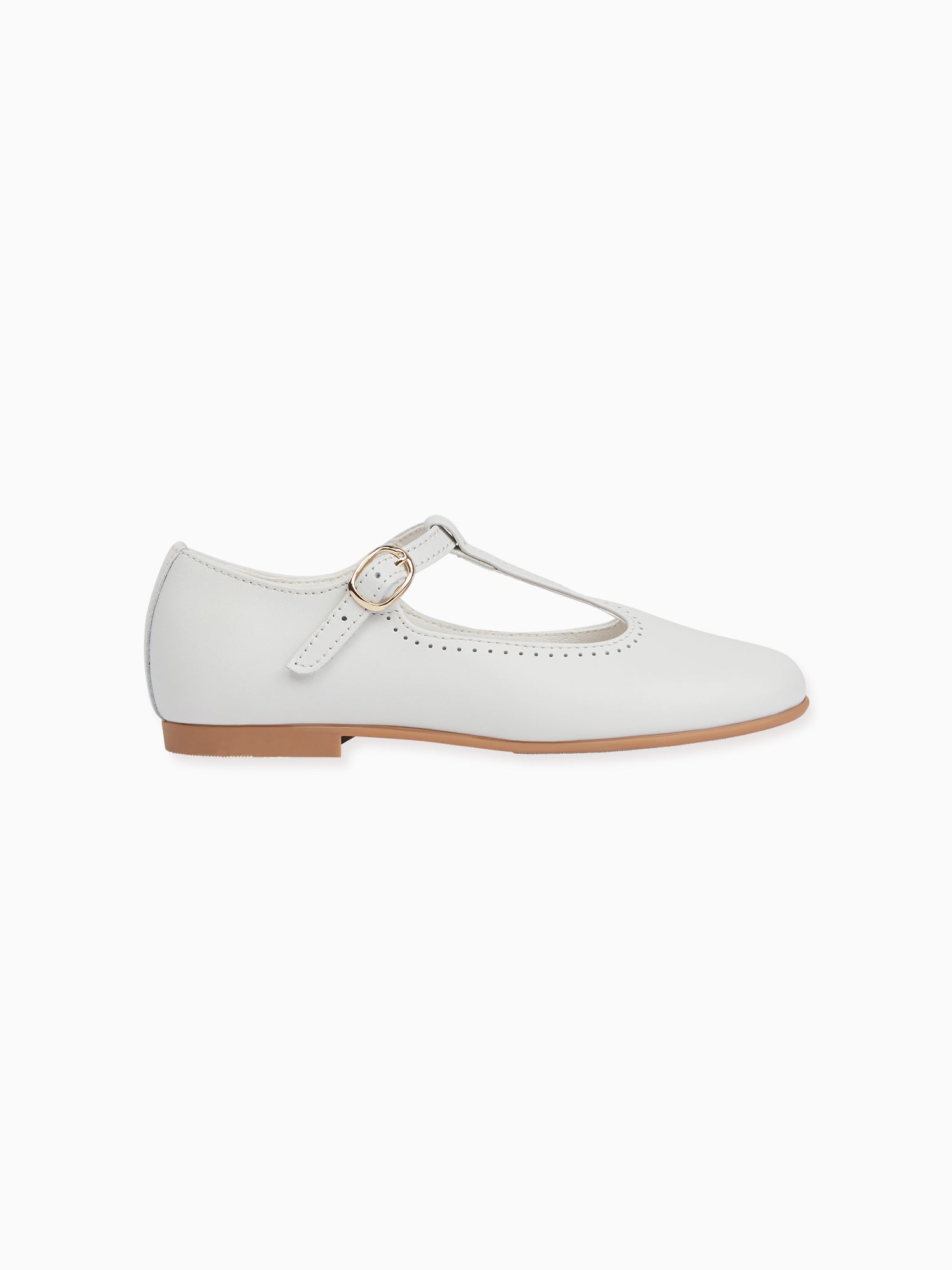 Ivory Leather Girl T Bar Shoes La Coqueta Kids