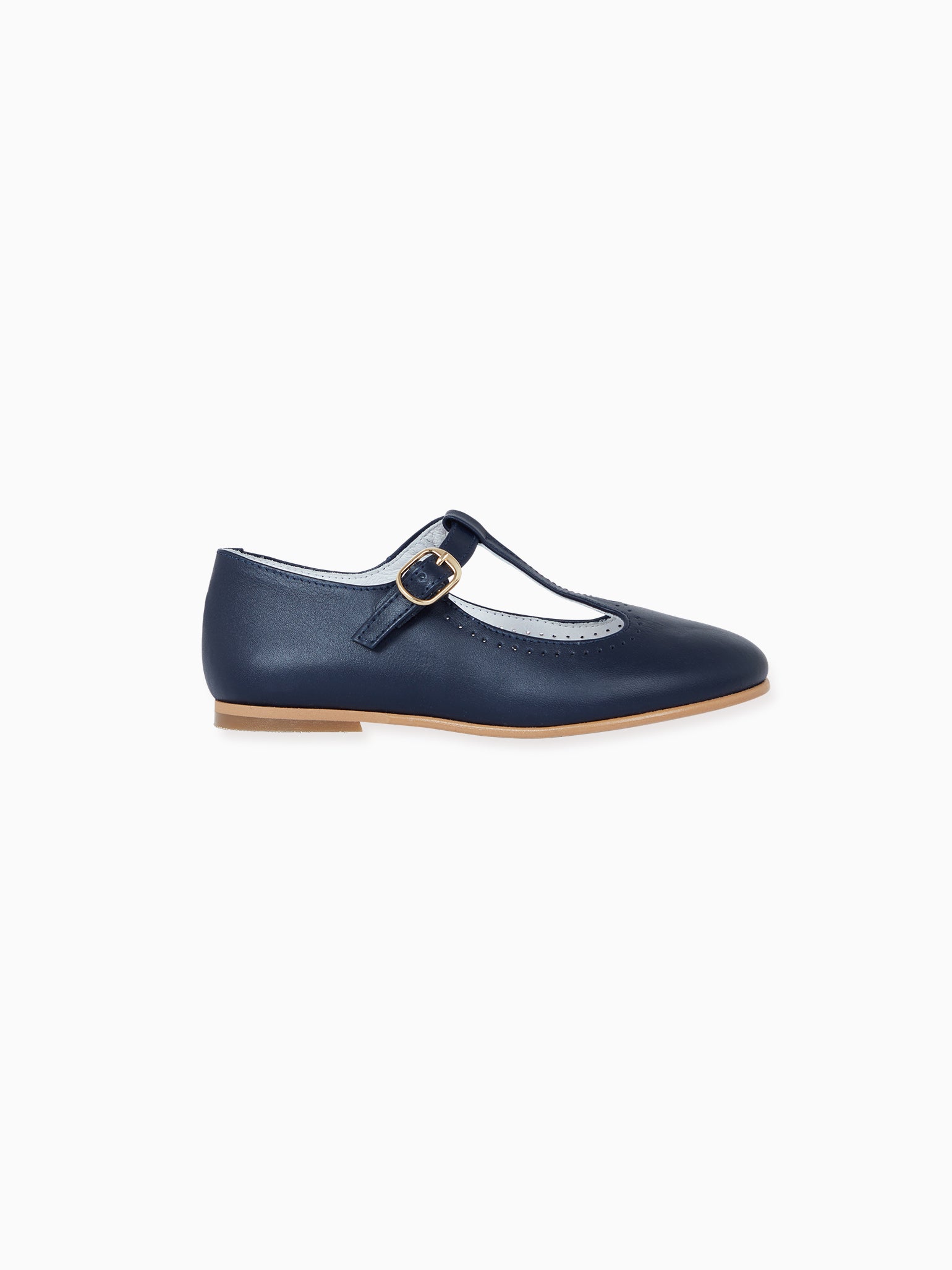 Navy Leather Girl T-Bar Shoes