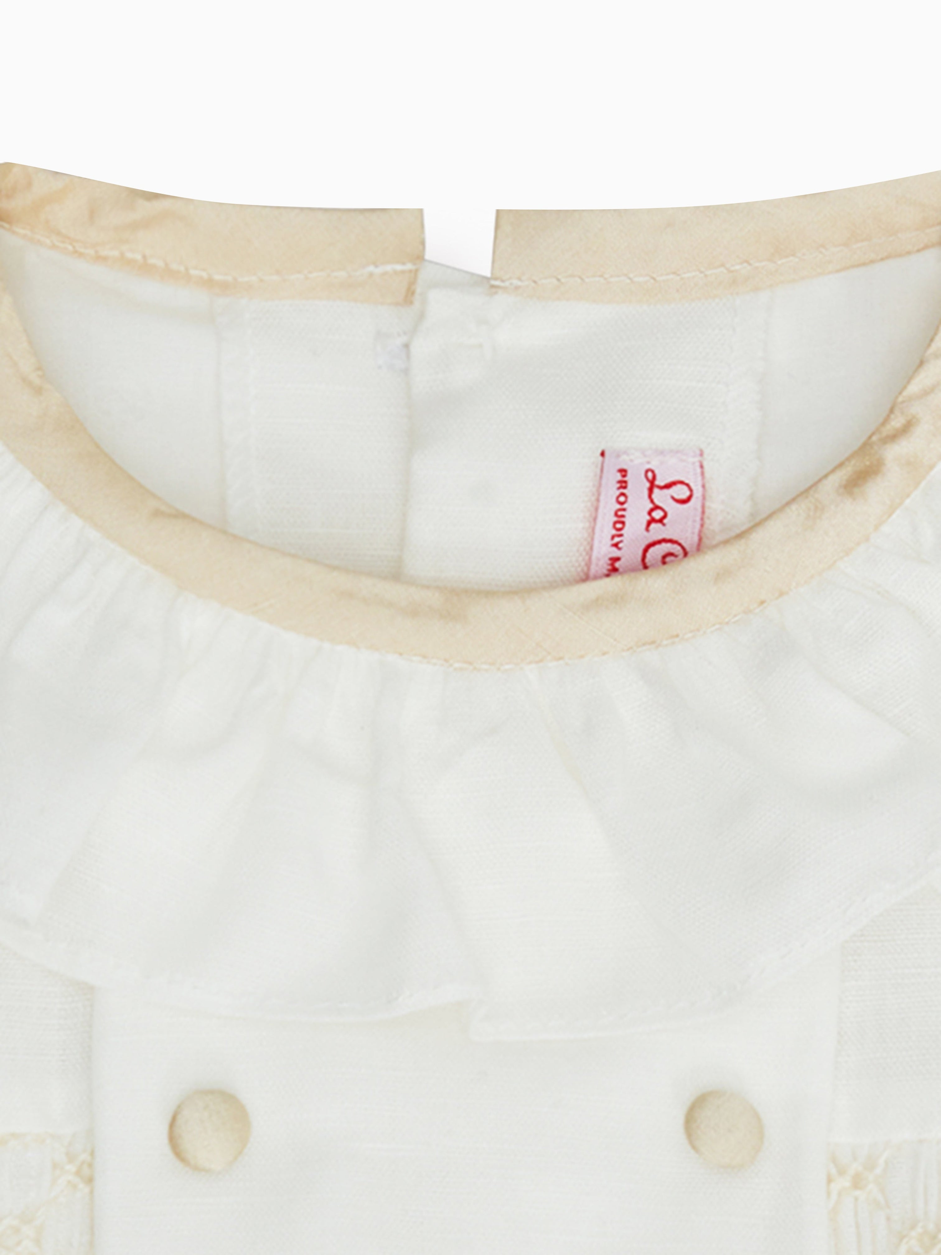 baby festa smock set ivory tartan