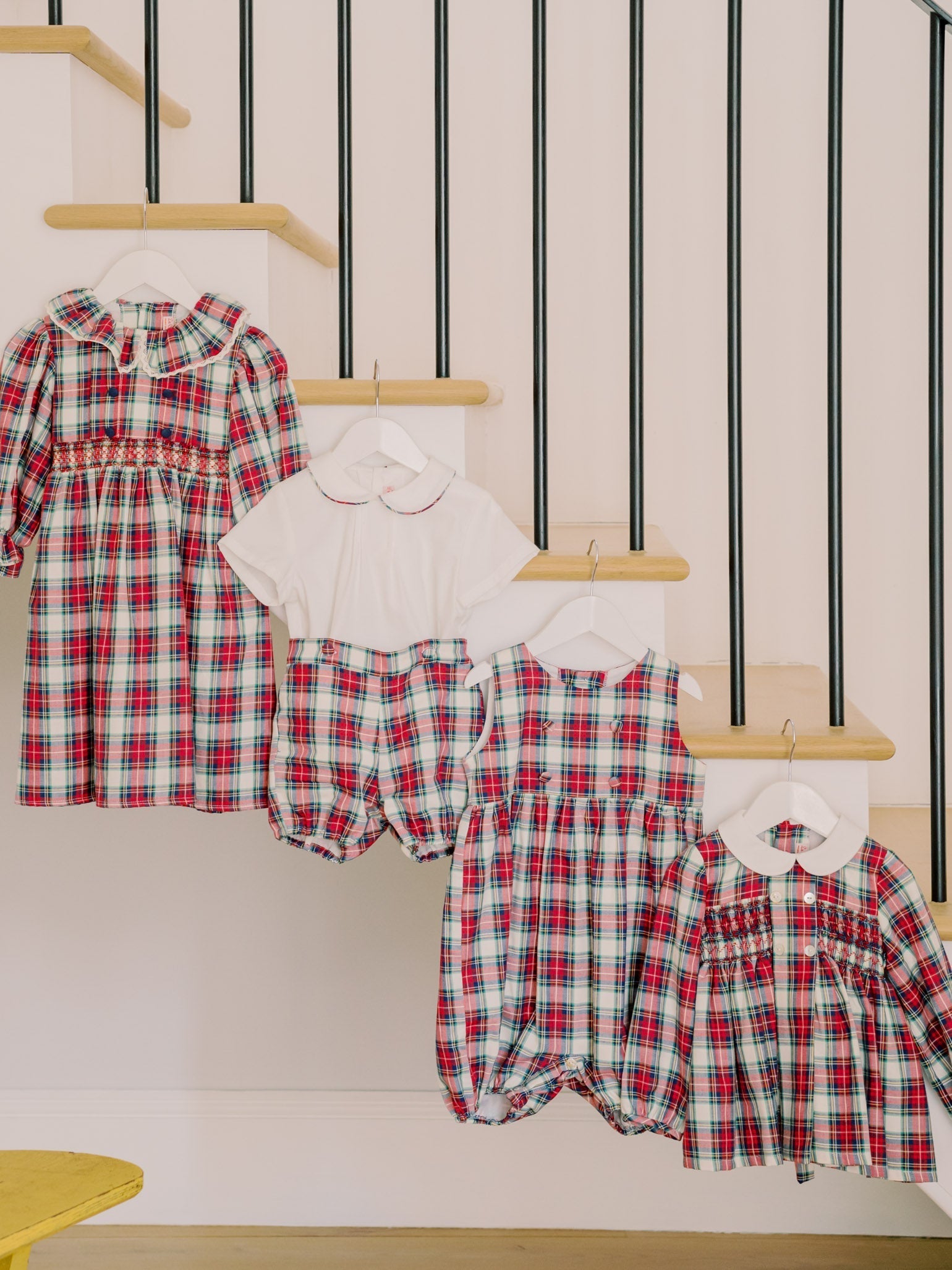 Ivory Tartan Edie Baby Romper