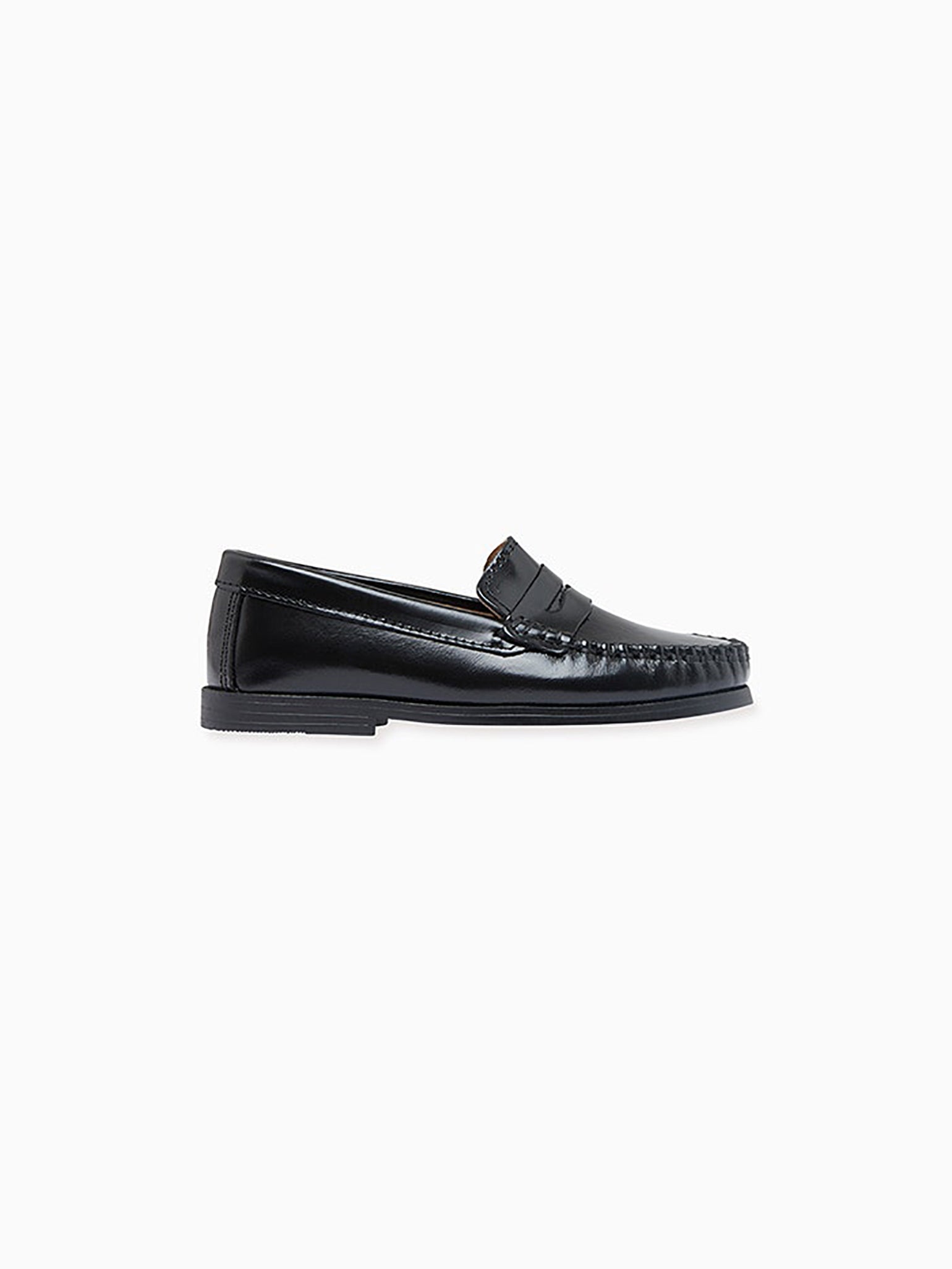 Black Leather Castellanos Boy Loafer Shoes