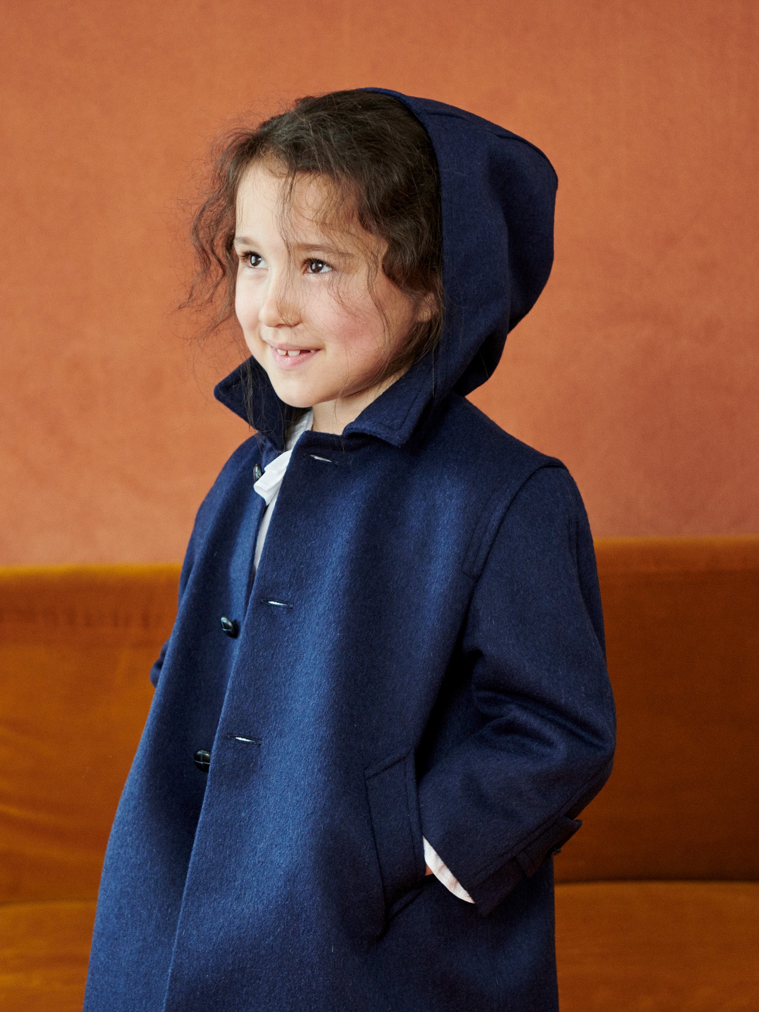 Navy Loden Kids Wool Coat – La Coqueta Kids